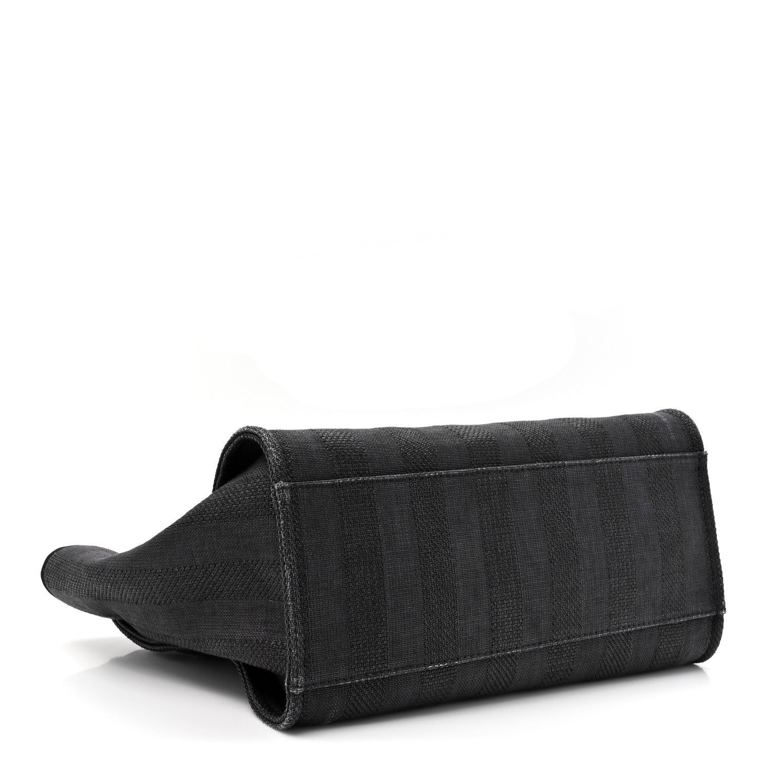 Mixed Fibers Calfskin Striped Medium Deauville Tote Black — view 4