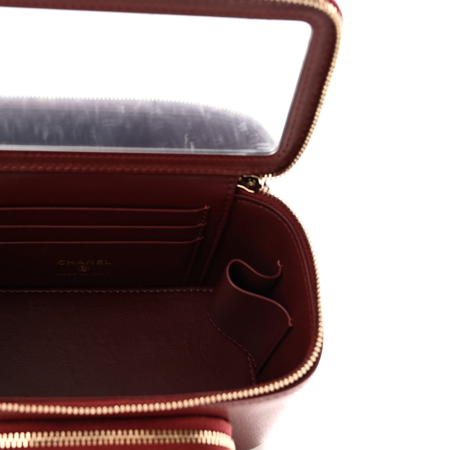 Caviar Quilted Top Handle Pocket Vanity Case Burgundy — view 5