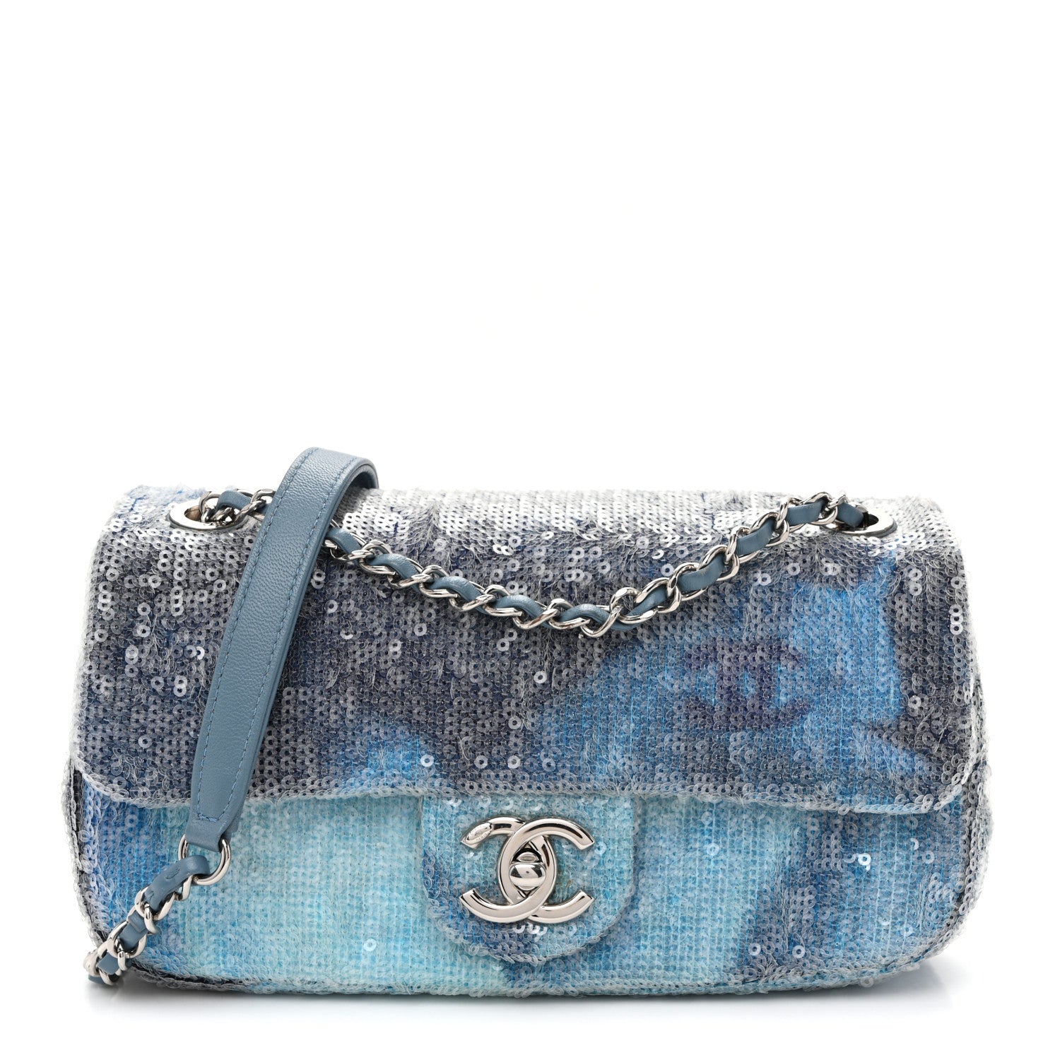 Sequin Mini Waterfall Flap Light Blue
