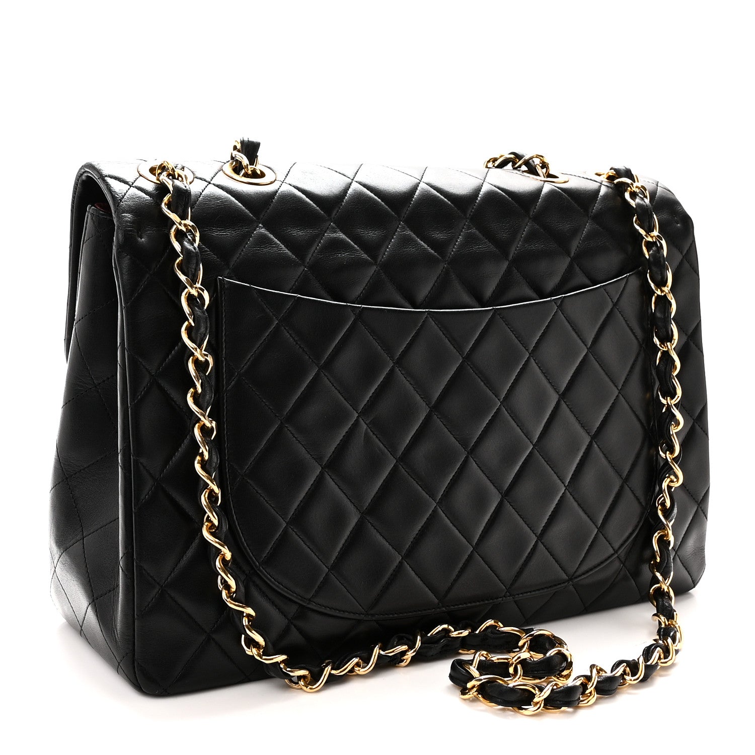 Lambskin Quilted XL Jumbo Single Flap Black — view 3