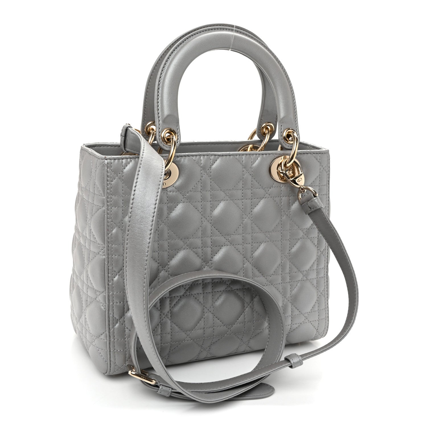 Pearly Lambskin Cannage Medium Lady Dior Grey — view 3