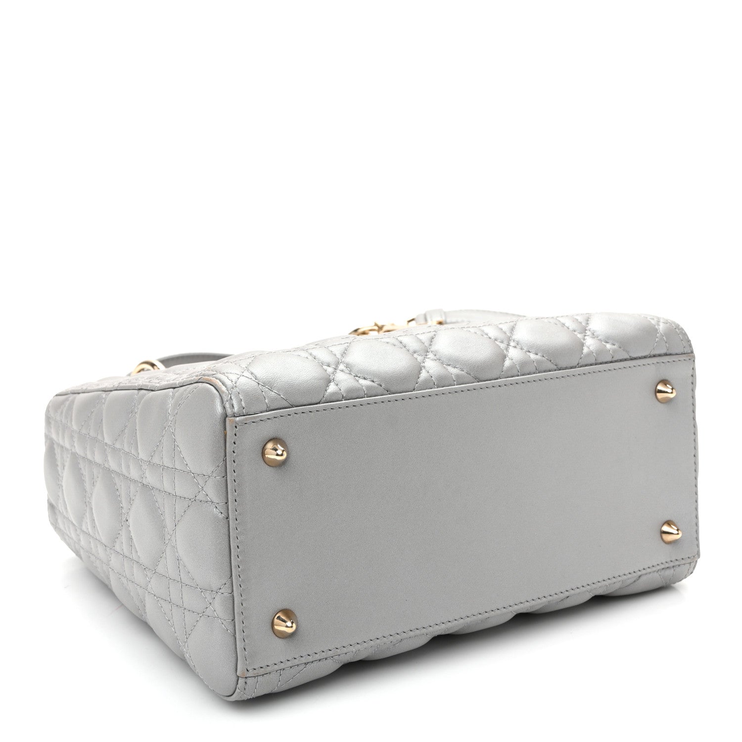 Pearly Lambskin Cannage Medium Lady Dior Grey — view 4
