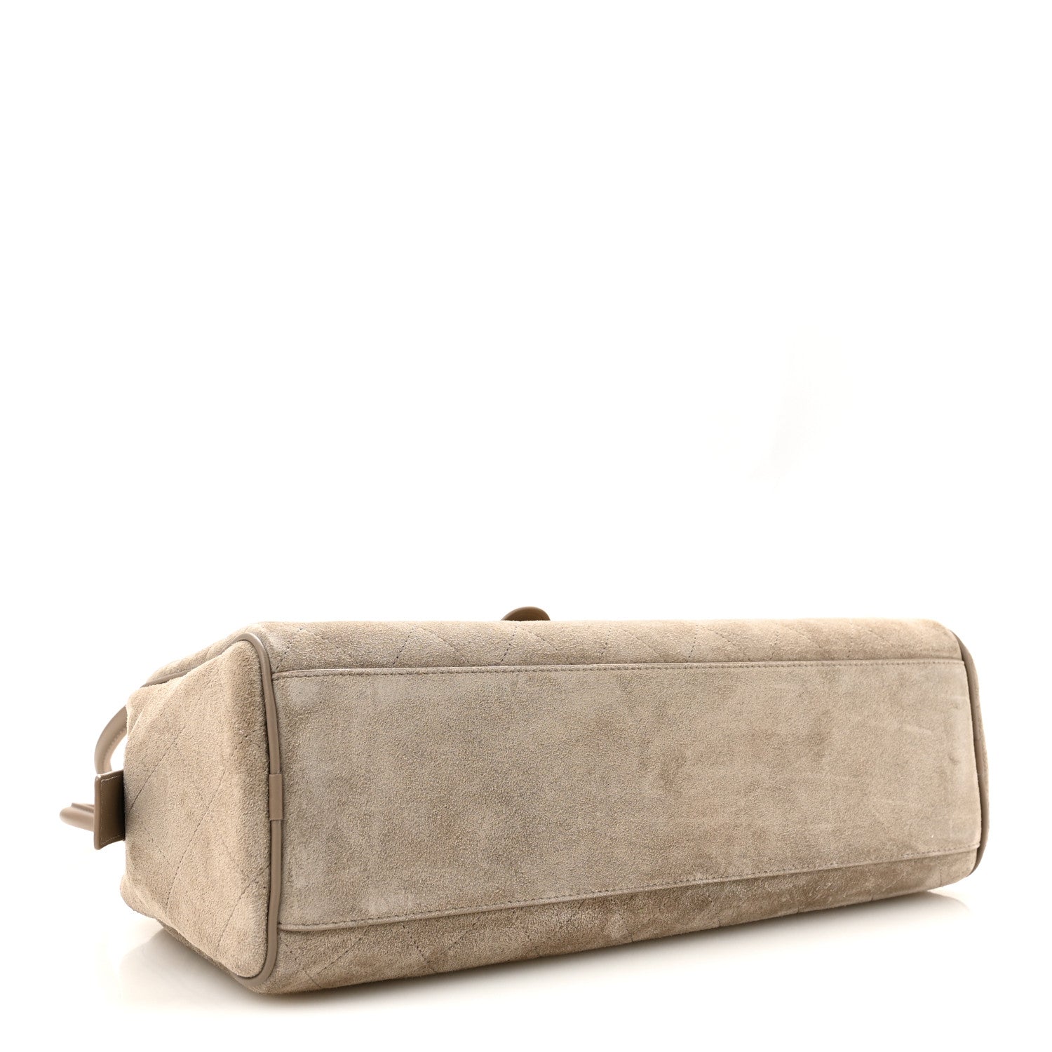 Suede Calfskin Large Perfect Bowling Bag Grey — view 4