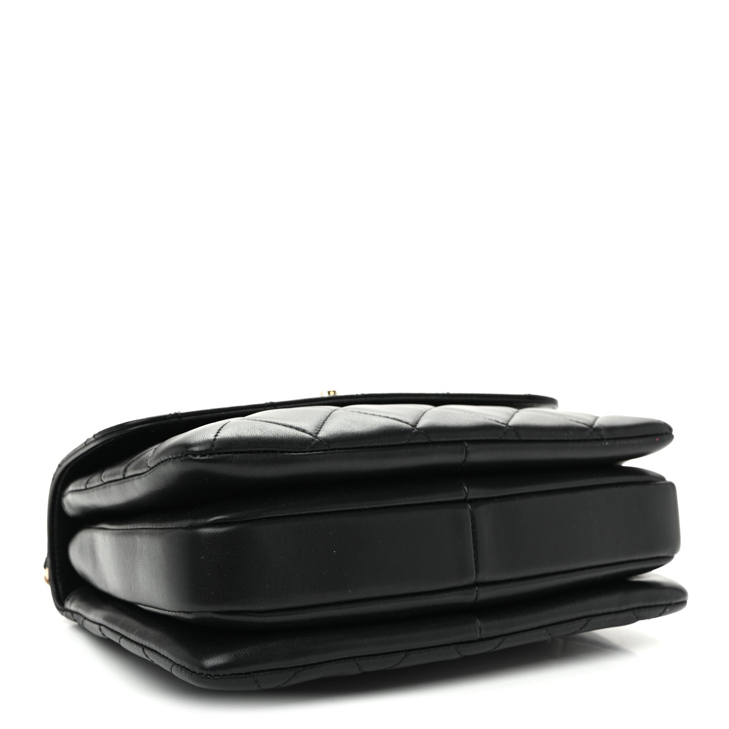 Lambskin Quilted Small Trendy CC Dual Handle Flap Bag Black — view 4