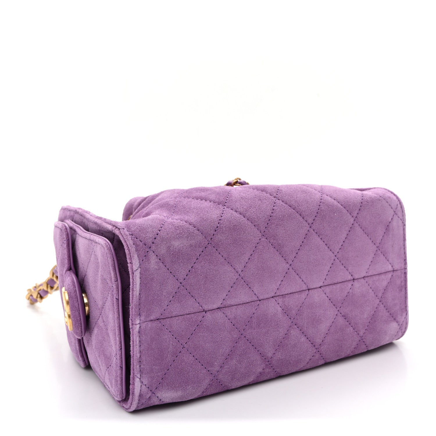 Suede Quilted Mini Chanel 25 Handbag Purple — view 4