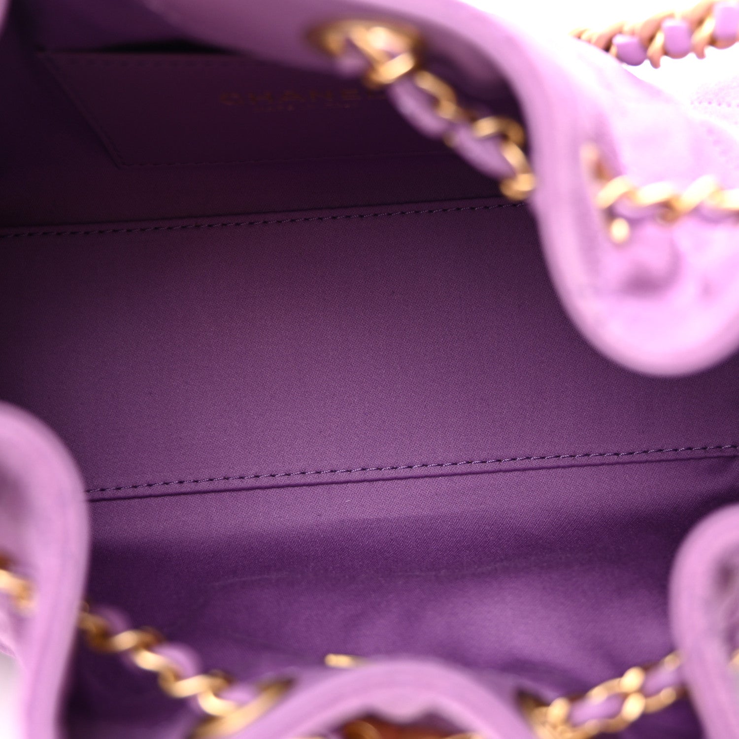 Suede Quilted Mini Chanel 25 Handbag Purple — view 5