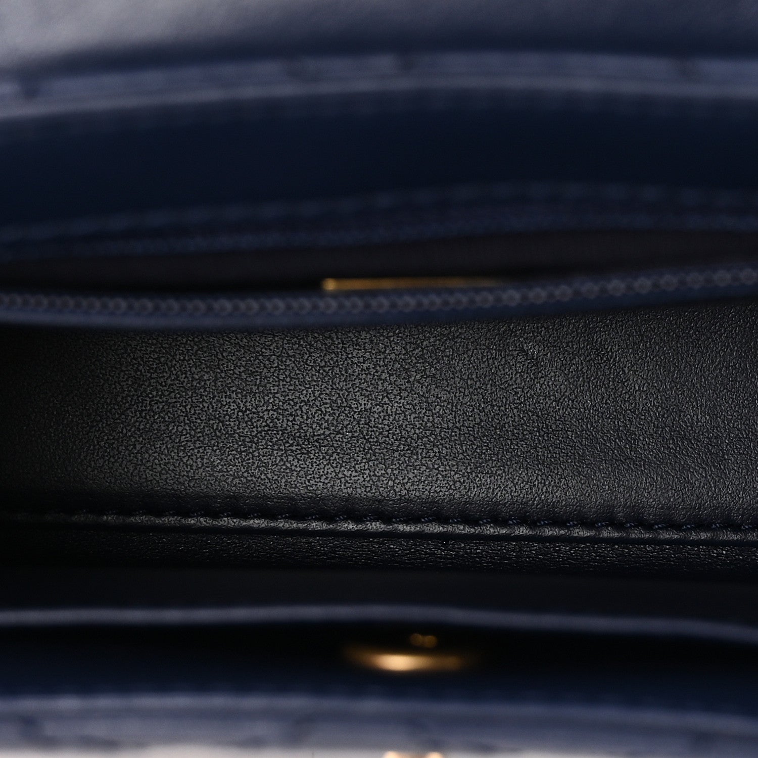 Shiny Aged Calfskin Quilted Nano Kelly Shopper Dark Blue — view 5