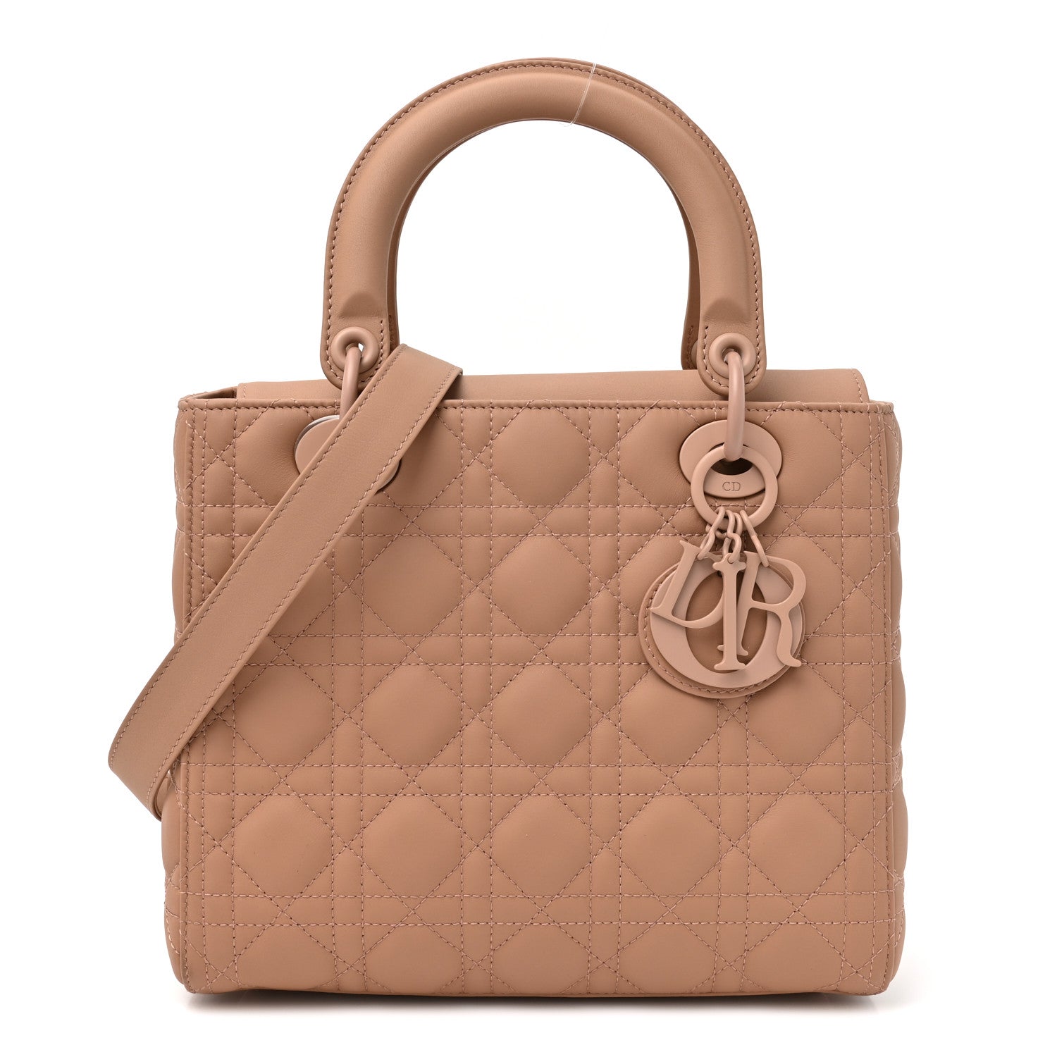 Ultra Matte Calfskin Cannage Medium Lady Dior Beige