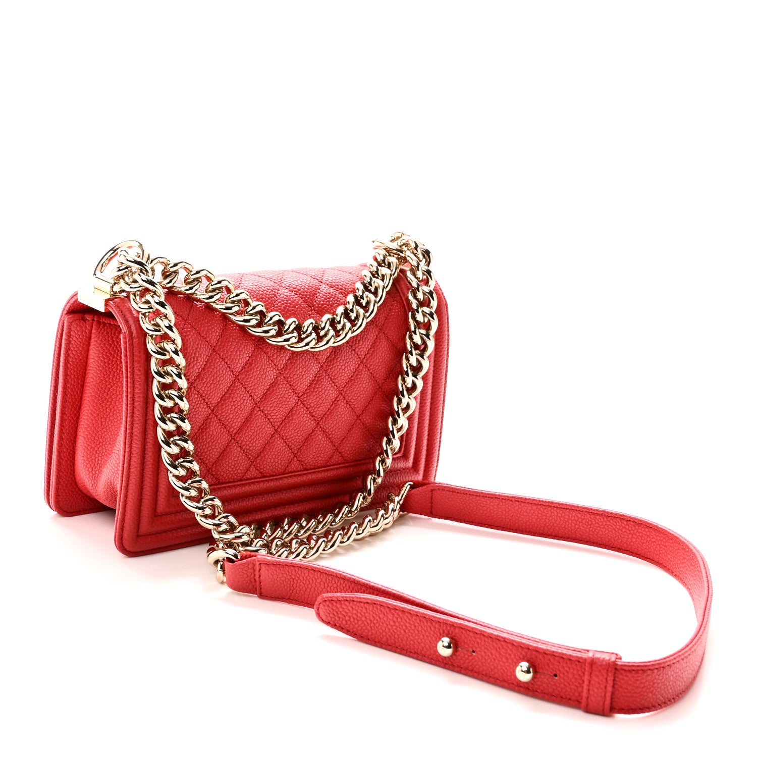Caviar Quilted Small Boy Flap Red — view 3