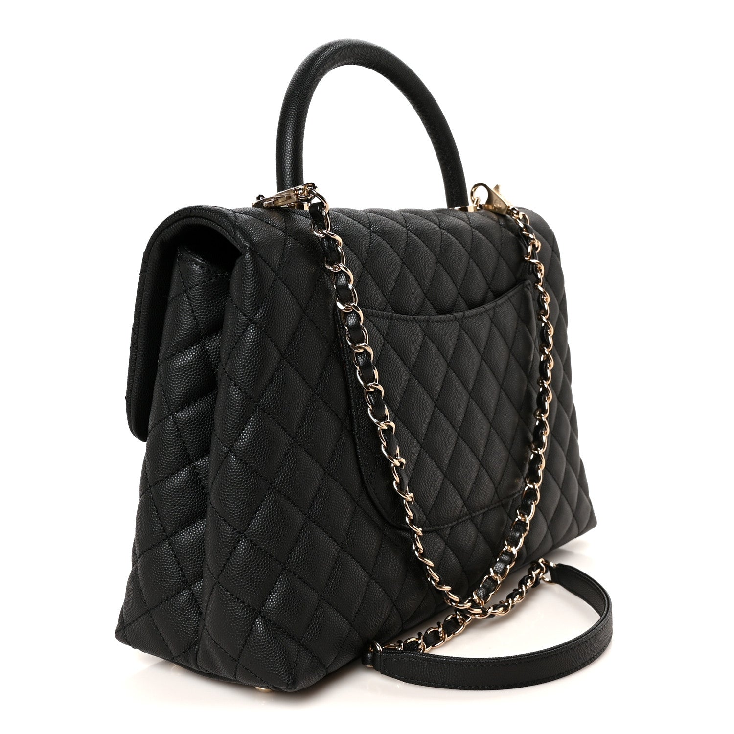 Caviar Quilted Medium Coco Handle Flap Black — view 3