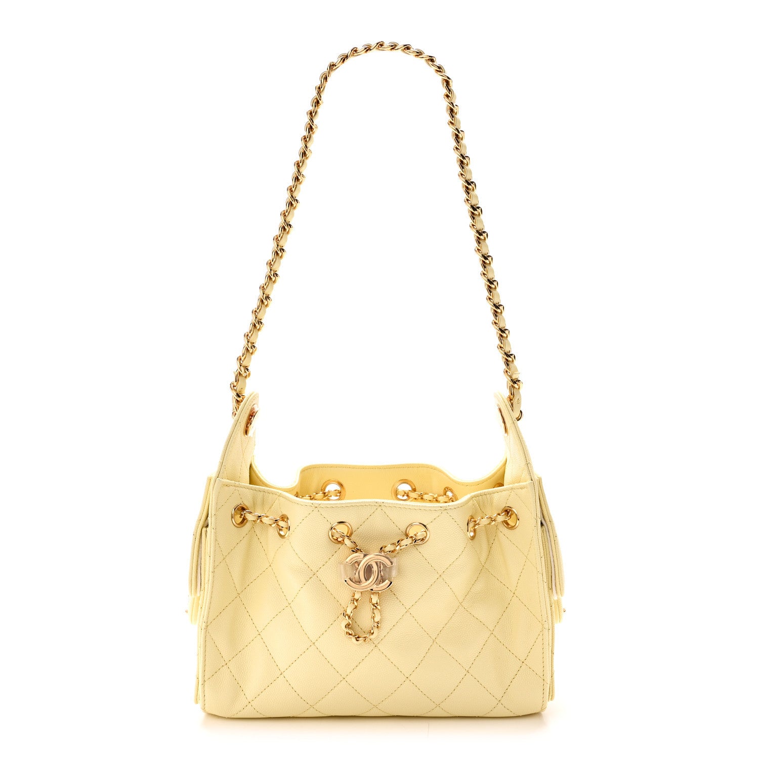 Caviar Quilted Mini Chanel 25 Handbag Light Yellow