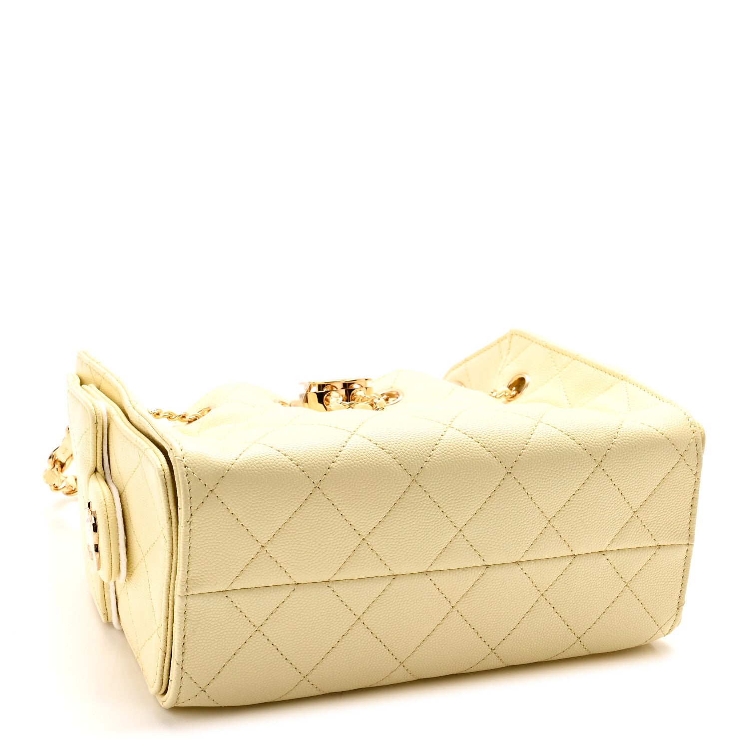 Caviar Quilted Mini Chanel 25 Handbag Light Yellow — view 4