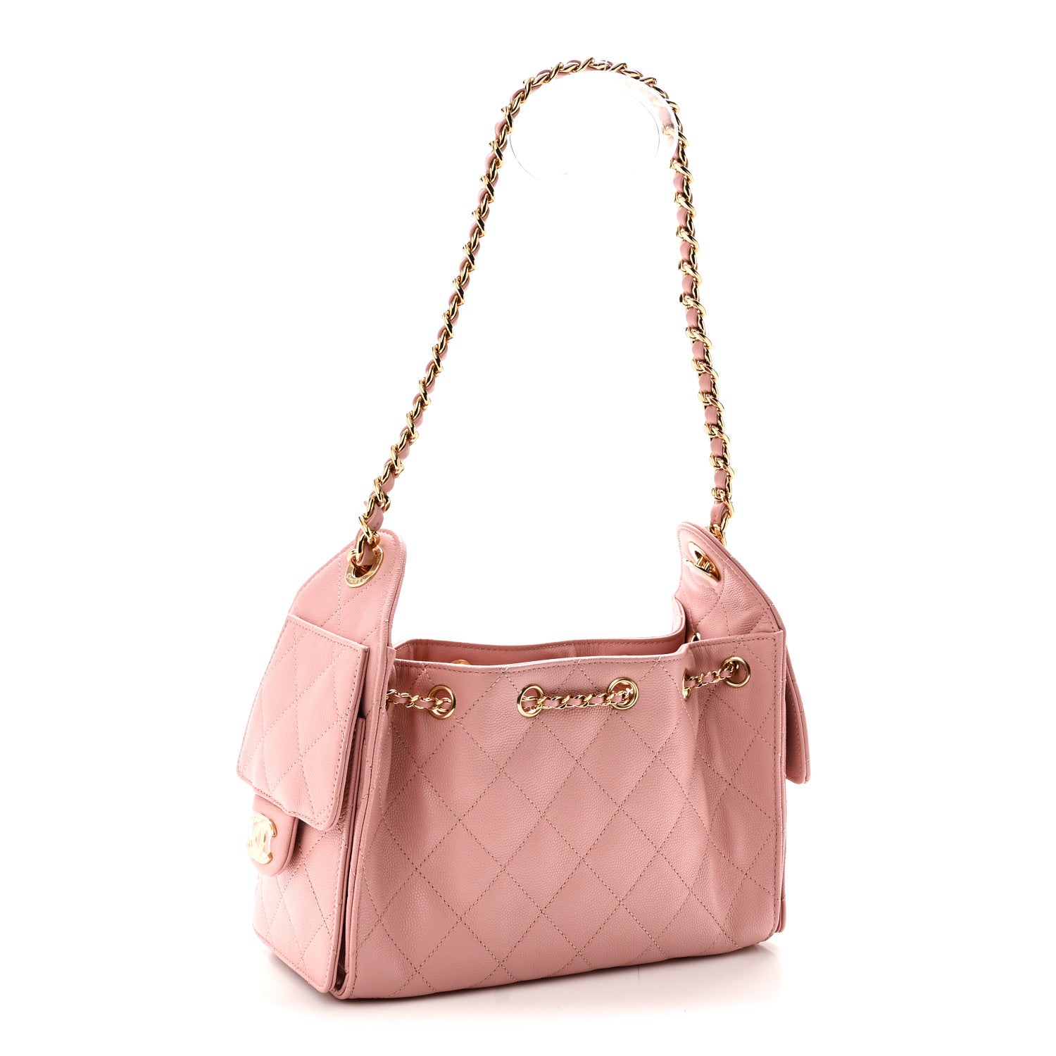 Caviar Quilted Mini Chanel 25 Handbag Pink — view 3