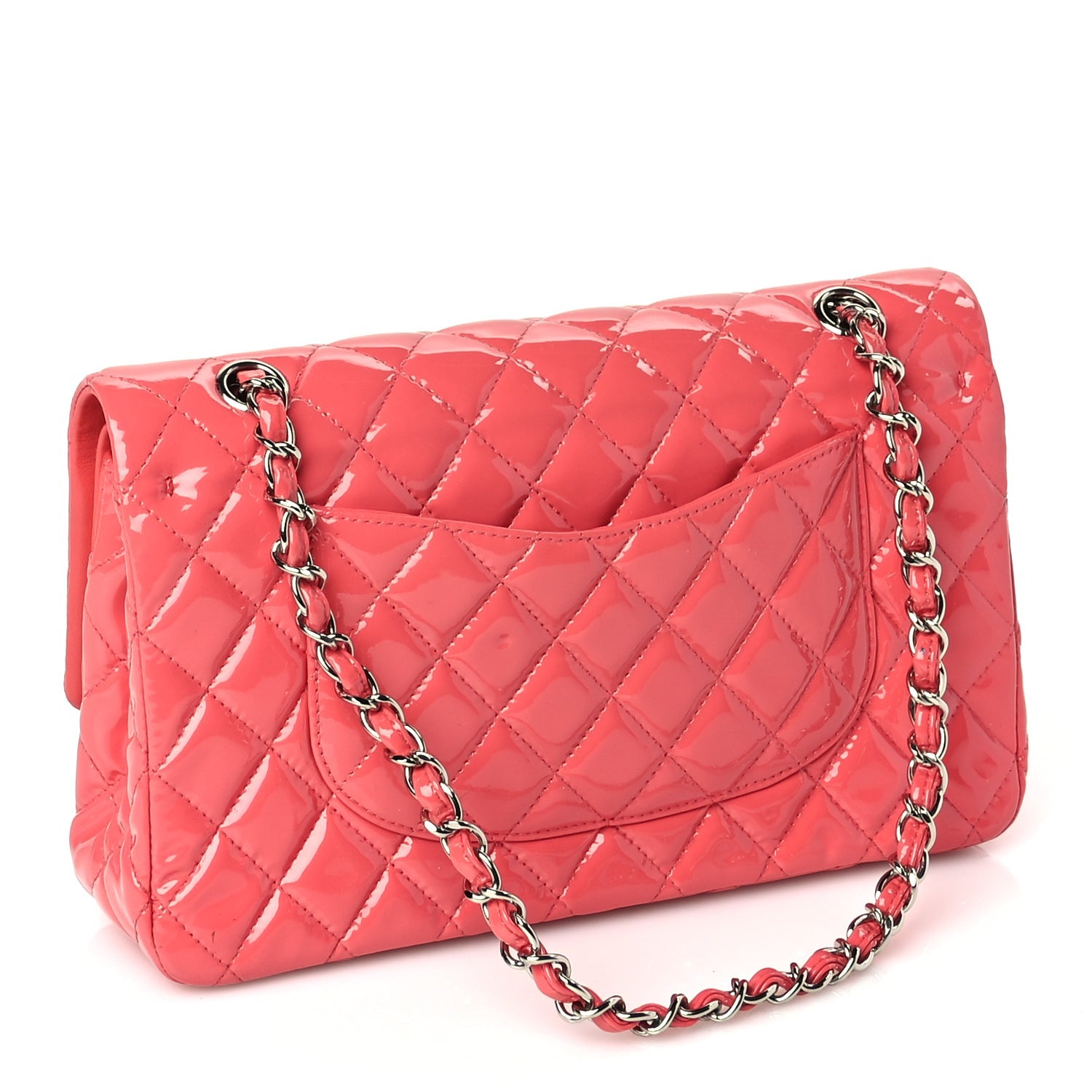 Patent Quilted Medium Double Flap Dark Pink — view 2