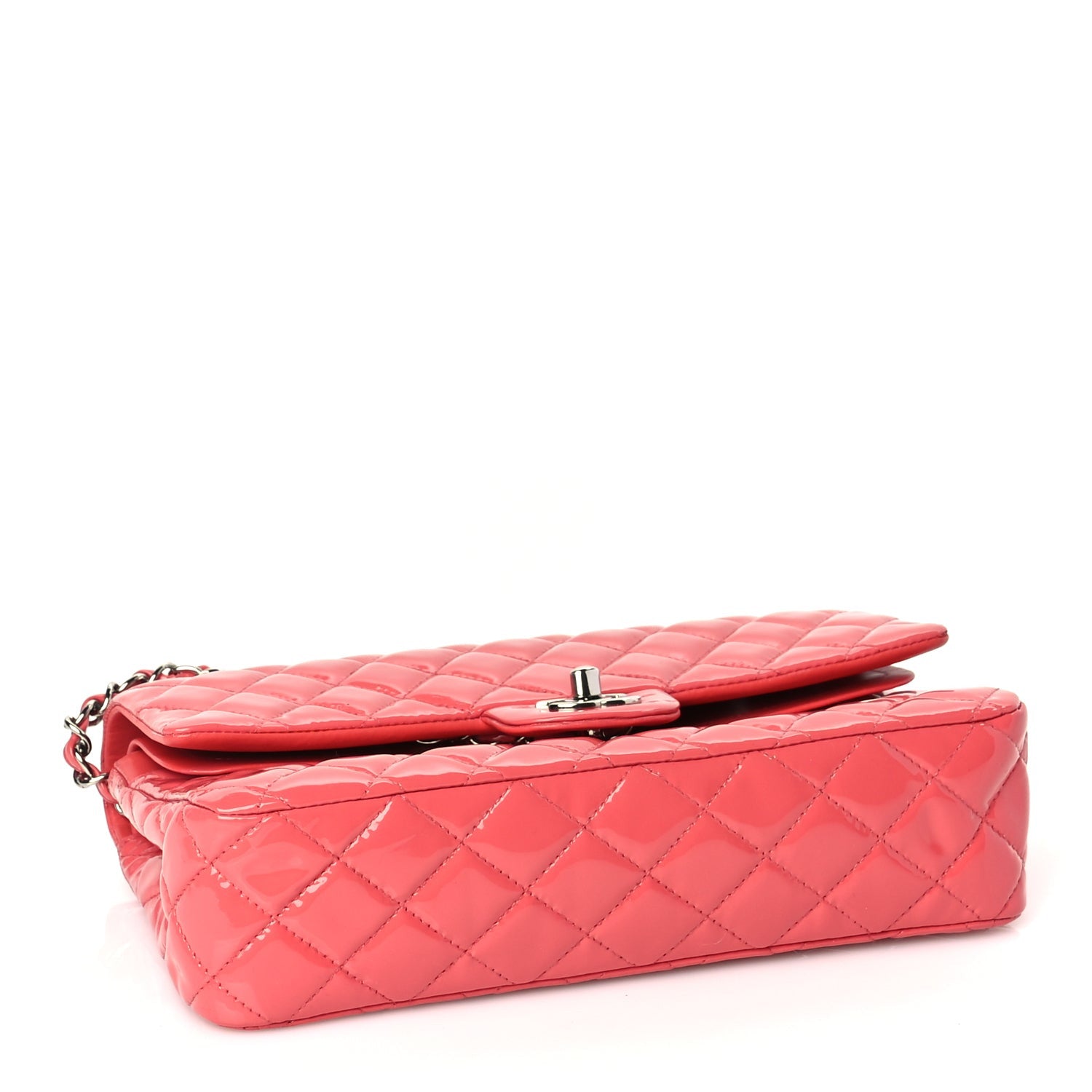 Patent Quilted Medium Double Flap Dark Pink — view 3