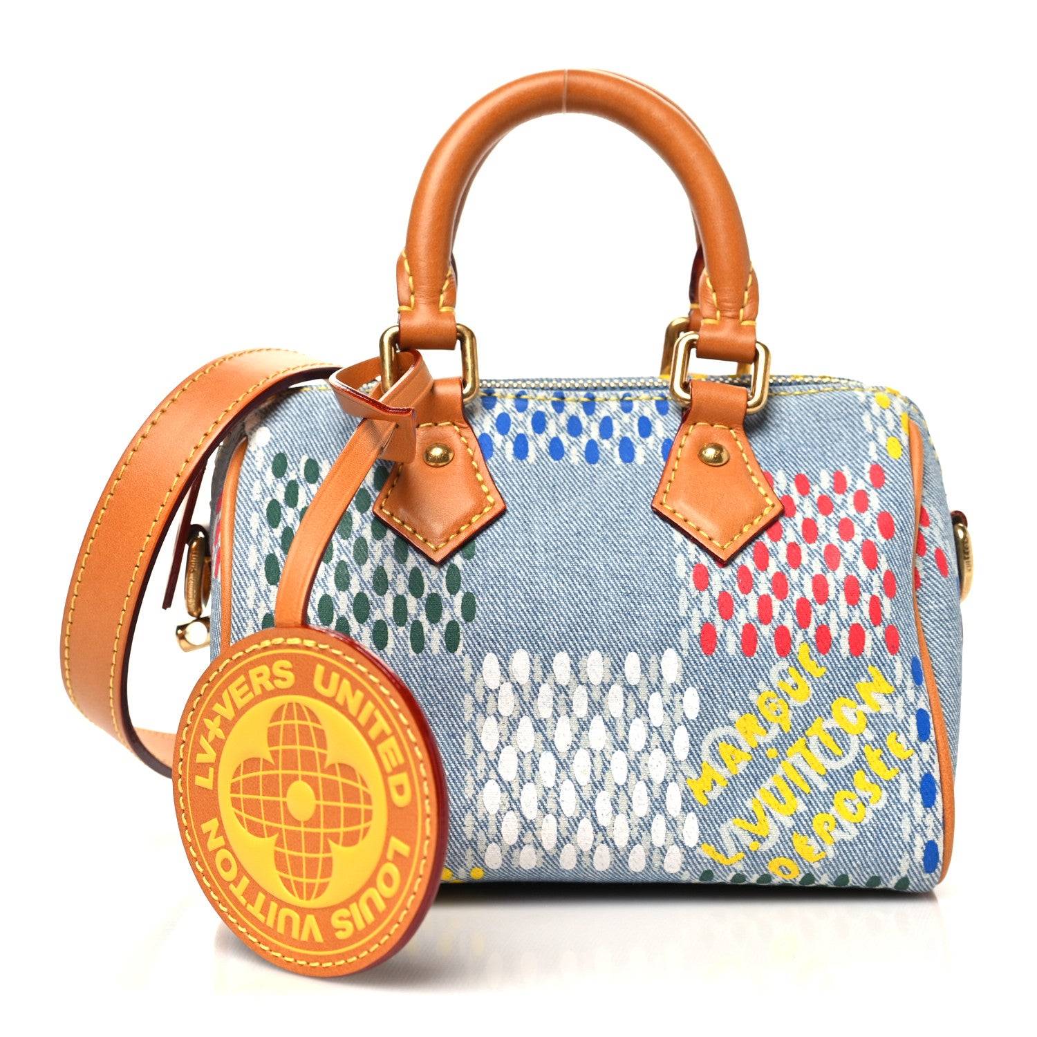 LV Vers Damier Denim Speedy Bandouliere 18 Multicolor