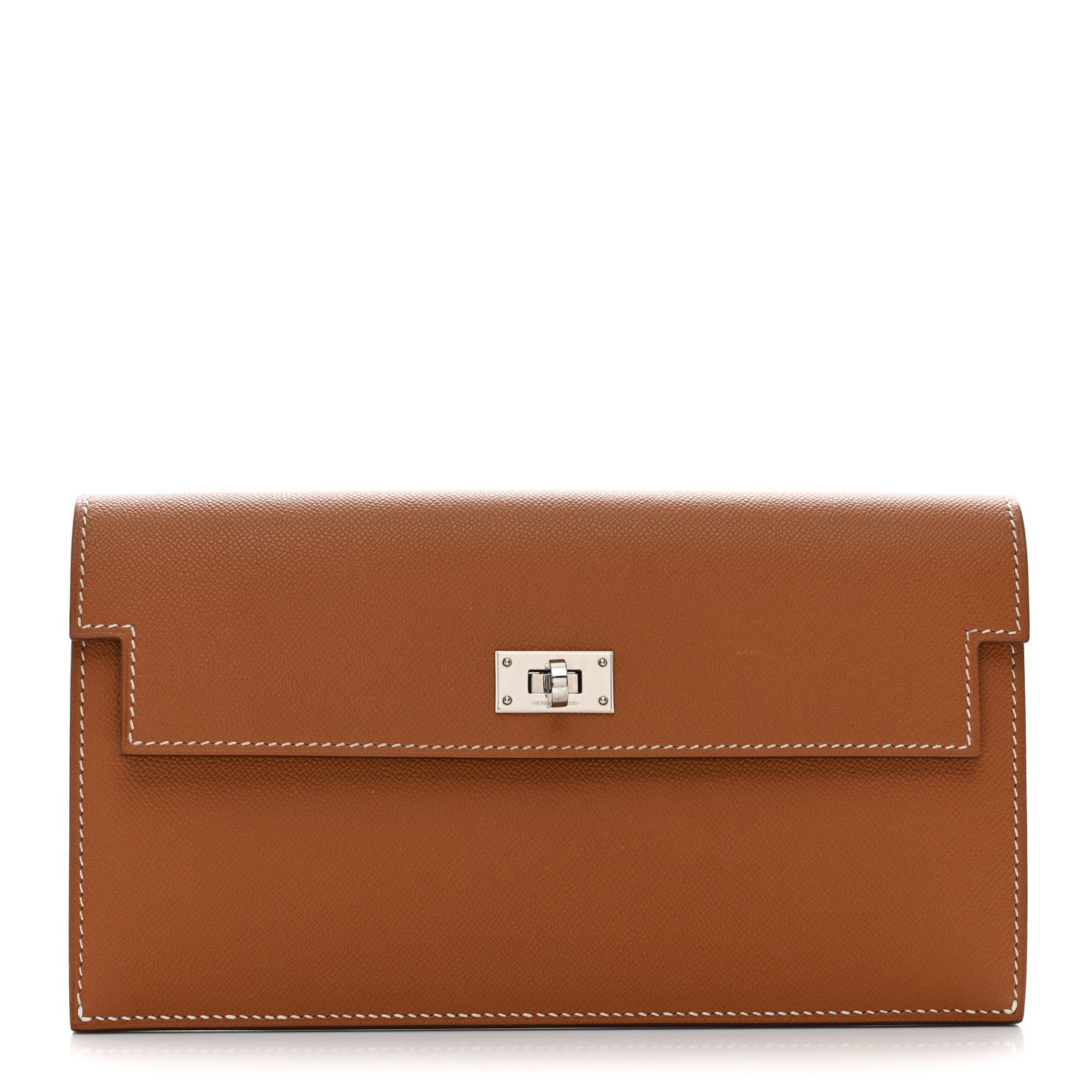 Madame Calfskin Kelly Pocket Long Wallet Gold