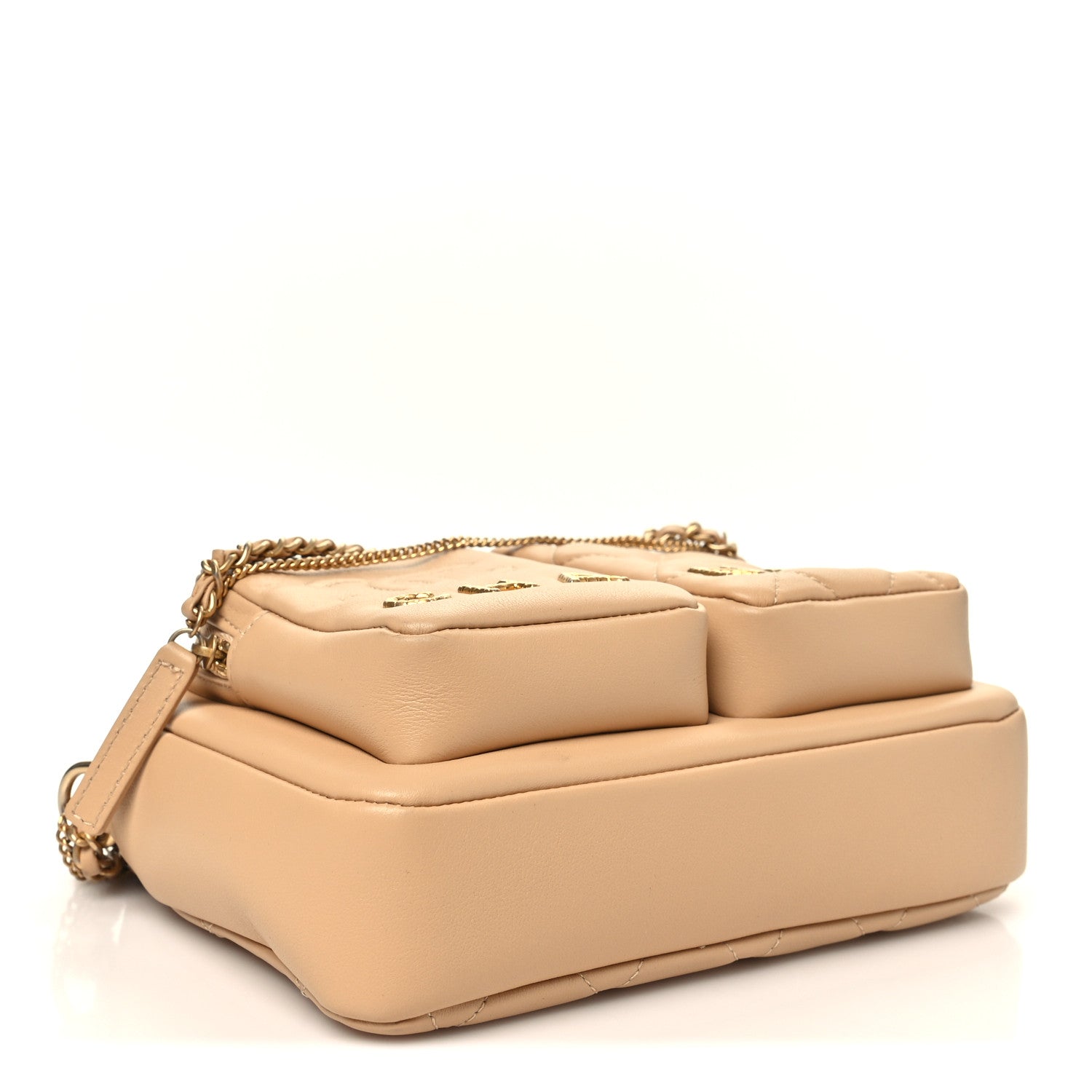 Calfskin Quilted Small Camera Case Beige Beige — view 4