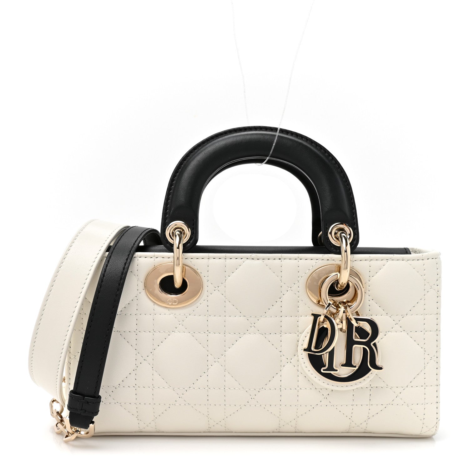 Lambskin Cannage Small Lady D-Joy Latte Black