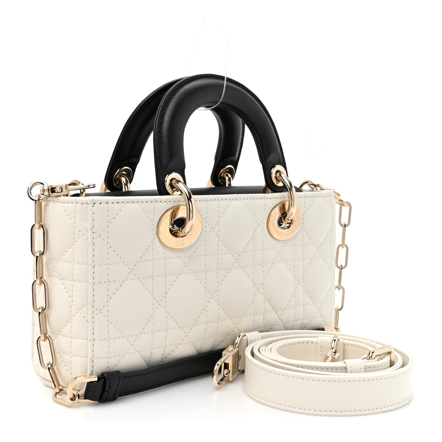 Lambskin Cannage Small Lady D-Joy Latte Black — view 2