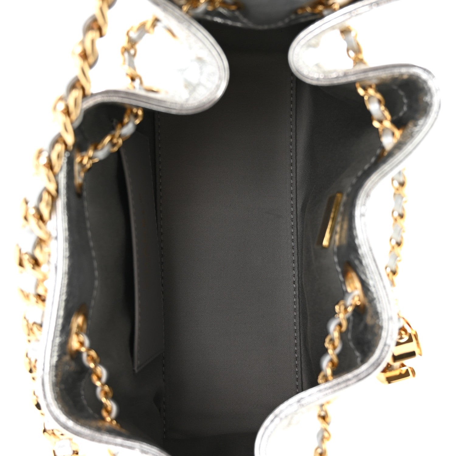 Metallic Aged Calfskin Quilted Mini Chanel 25 Handbag Silver — view 5