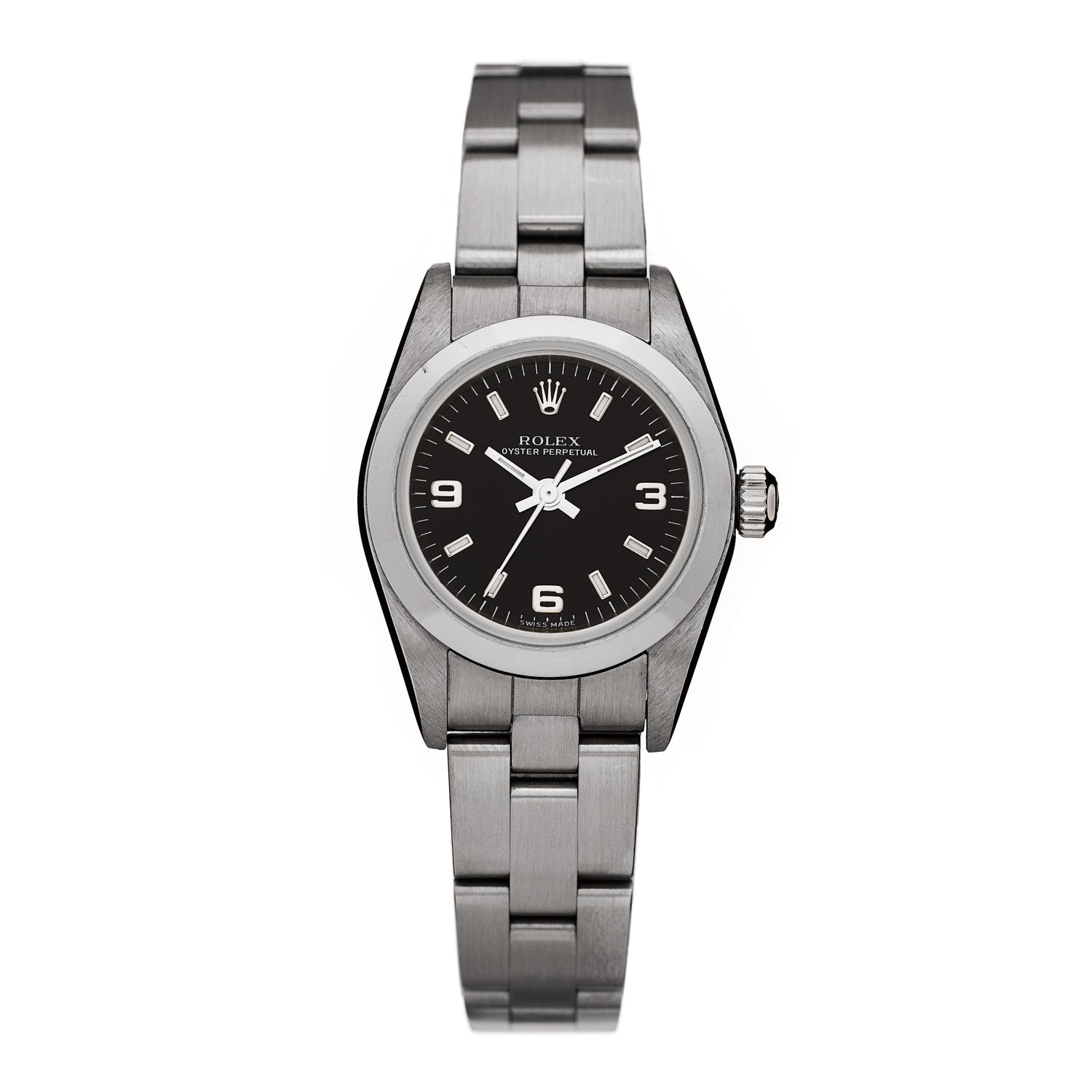 Stainless Steel 24mm Oyster Perpetual Watch Black 76080