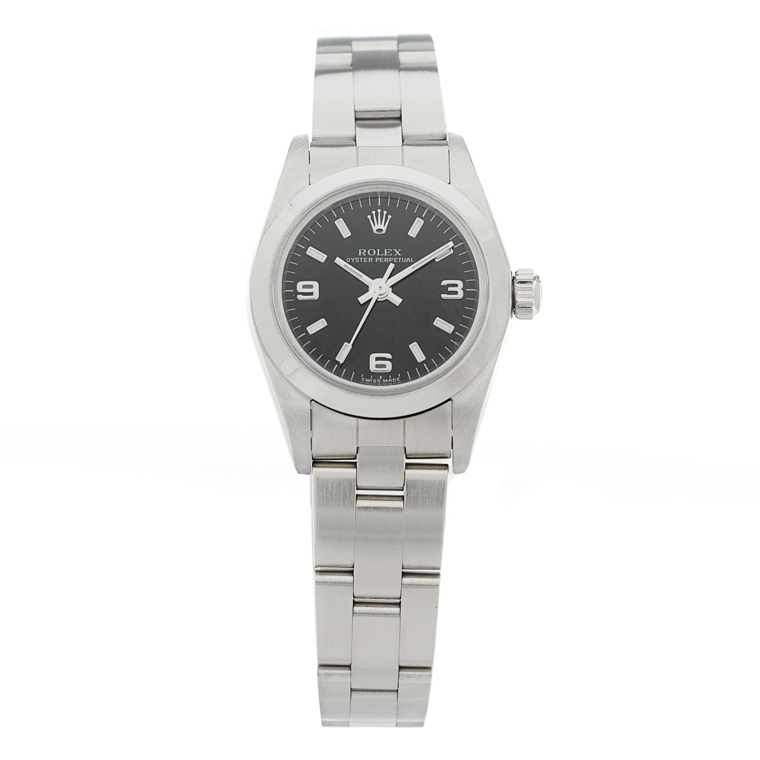 Stainless Steel 24mm Oyster Perpetual Watch Black 76080 — view 2