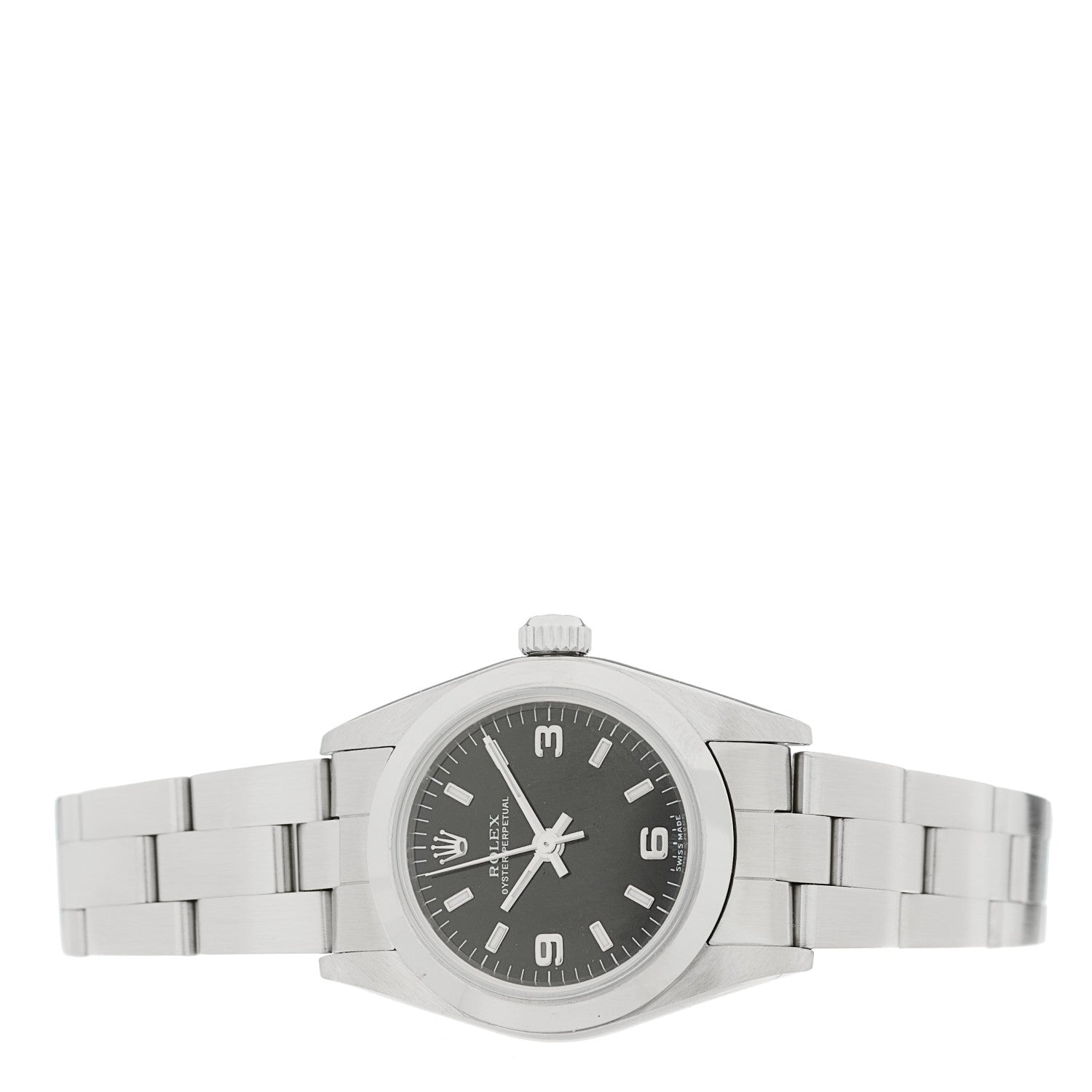 Stainless Steel 24mm Oyster Perpetual Watch Black 76080 — view 3