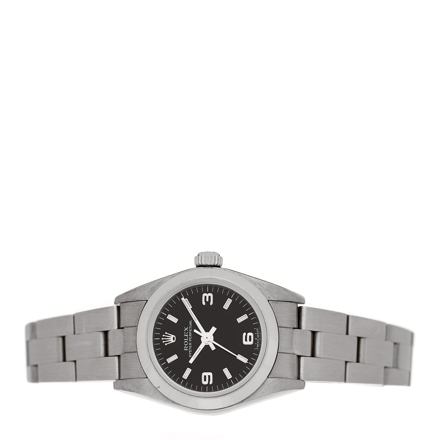 Stainless Steel 24mm Oyster Perpetual Watch Black 76080 — view 4
