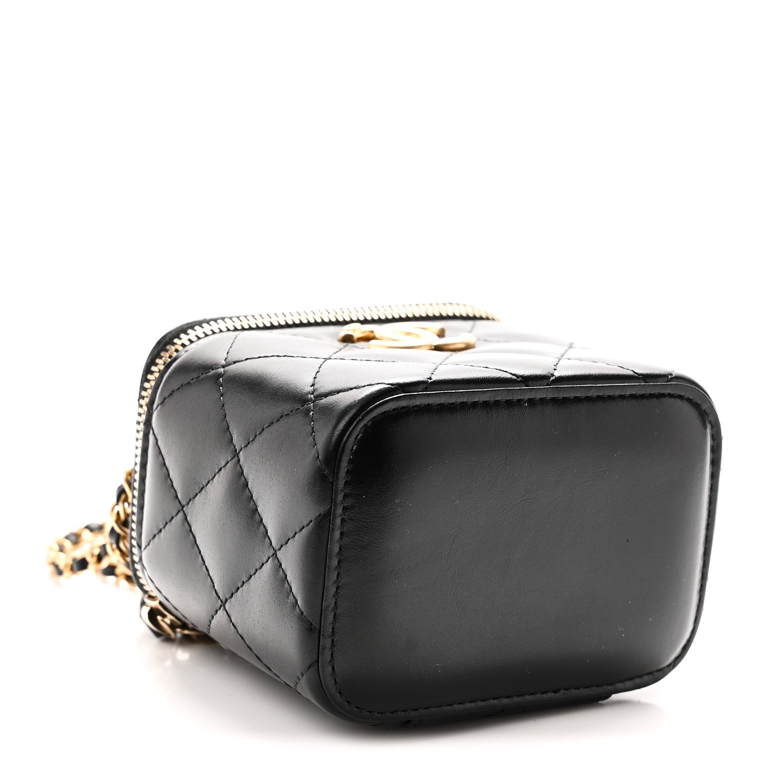 Calfskin Quilted Mini Perfect Fit Vanity Case With Chain Black — view 4