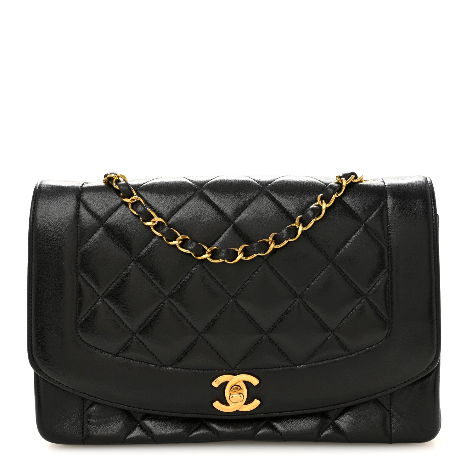 Lambskin Quilted Medium Single Flap Black