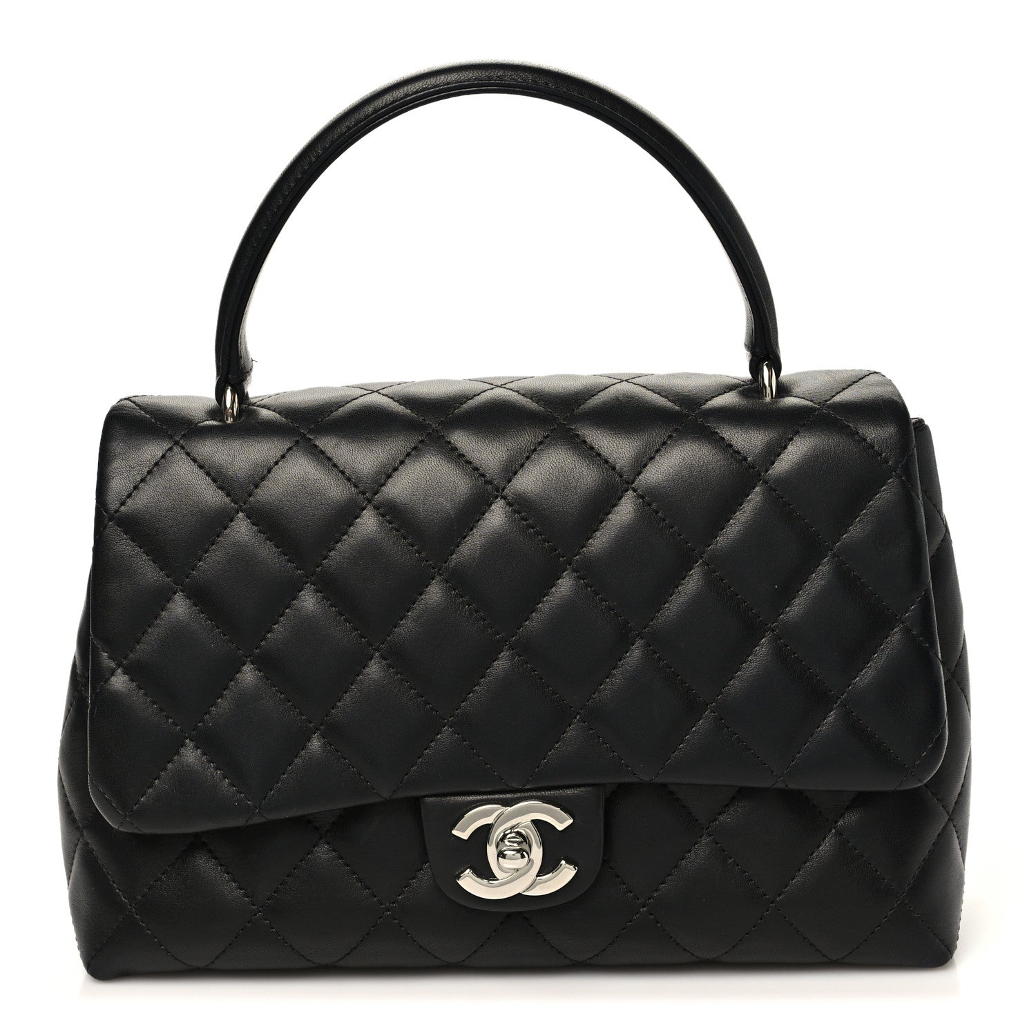 Lambskin Quilted Medium Kelly Flap Bag Black Black