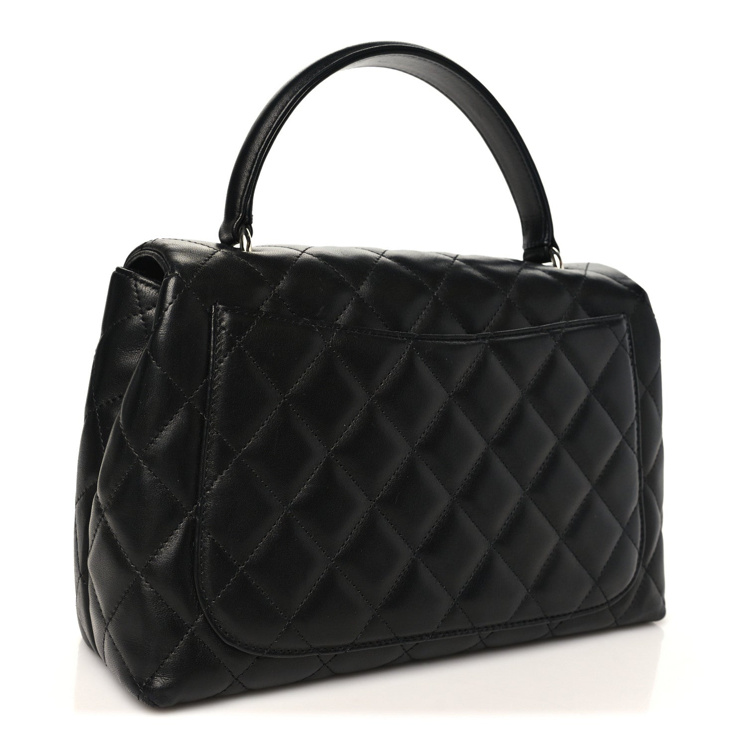 Lambskin Quilted Medium Kelly Flap Bag Black Black — view 3