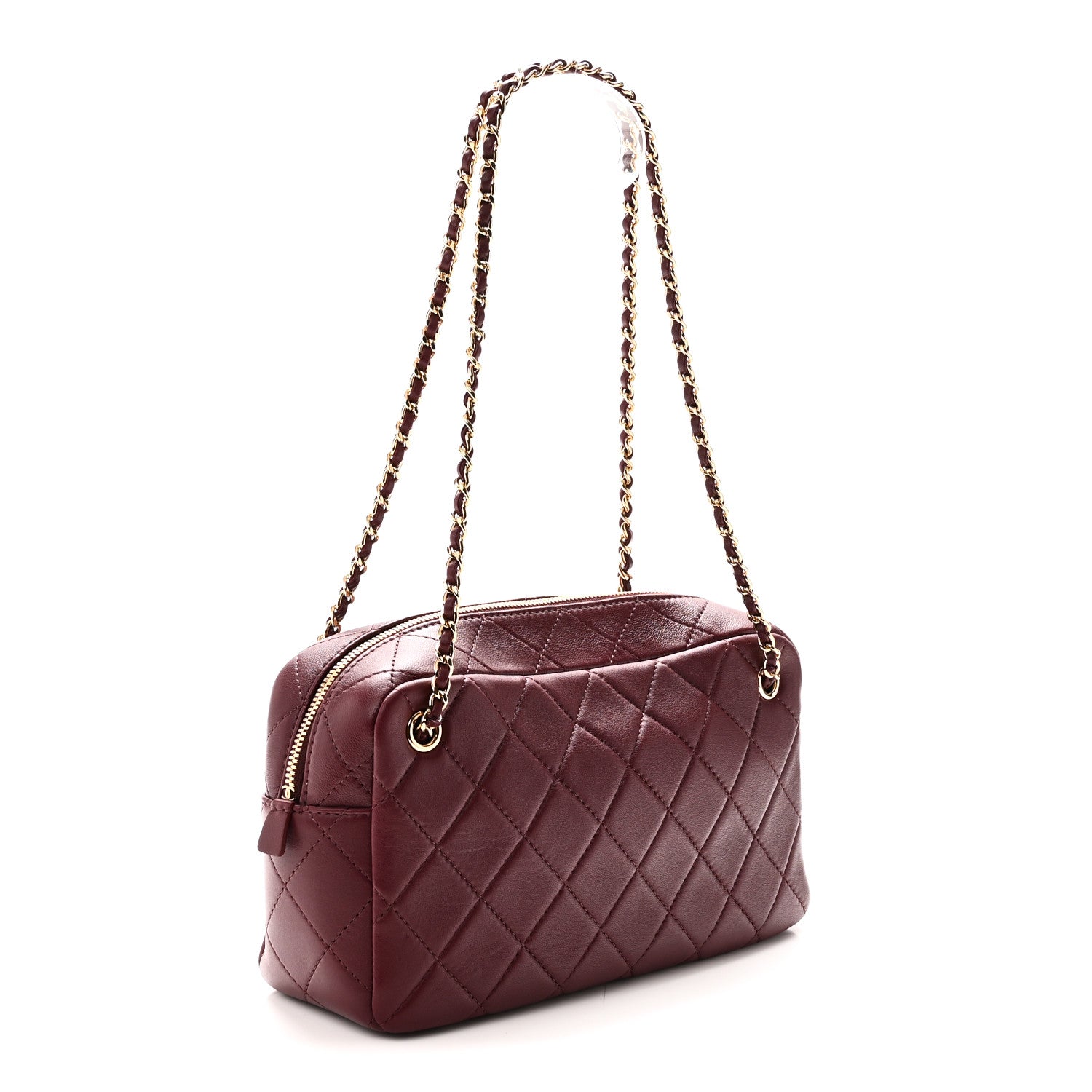 Lambskin Quilted CC Camera Case Burgundy — view 3