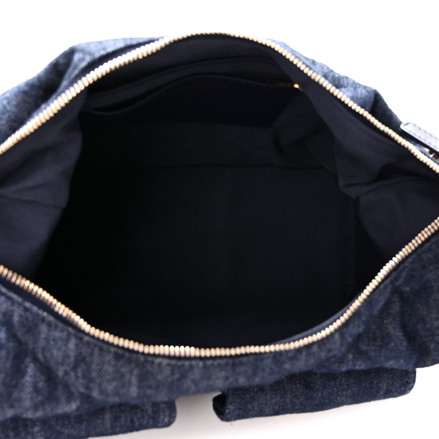 Washed Denim Quilted Large Trendy Pockets Hobo Dark Blue — view 5
