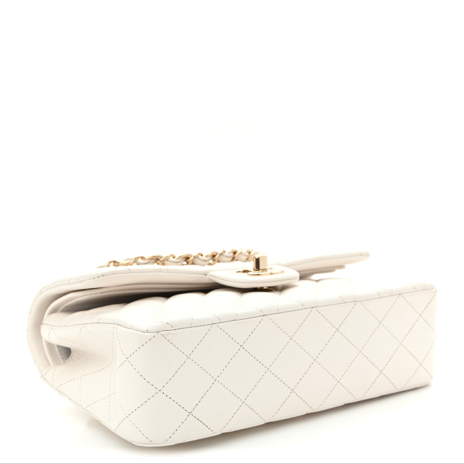 Caviar Quilted Small Double Flap White — view 4
