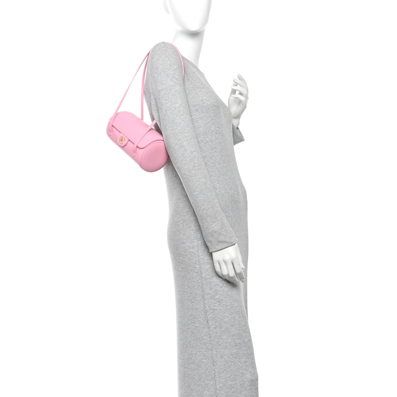 Shiny Caviar Preppy Coco Small Bowling Bag Pink — view 2