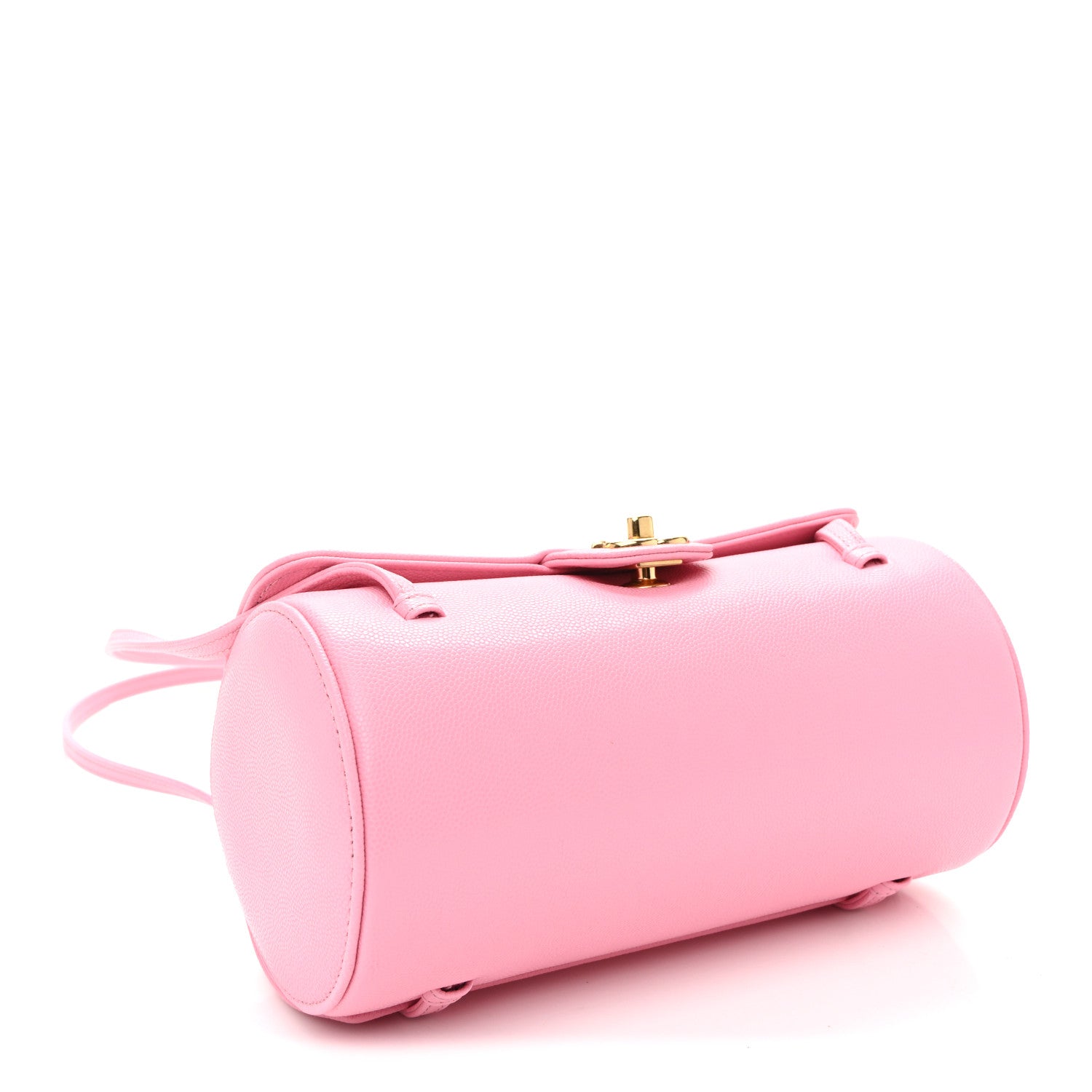 Shiny Caviar Preppy Coco Small Bowling Bag Pink — view 4