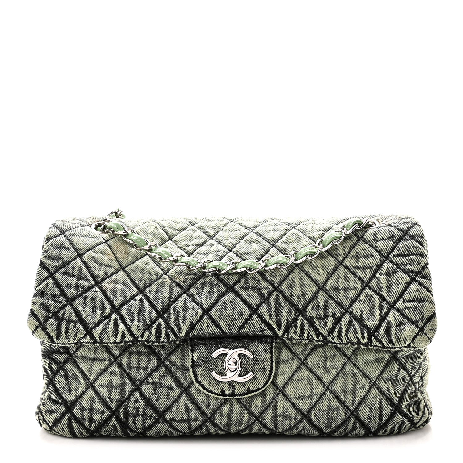 Denim Quilted Denimpression Flap Green Black