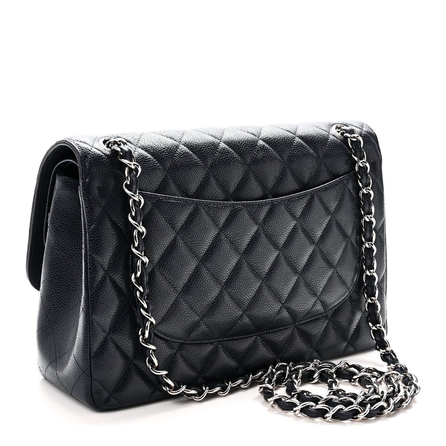 Caviar Quilted Jumbo Double Flap Navy Blue Navy Blue — view 3