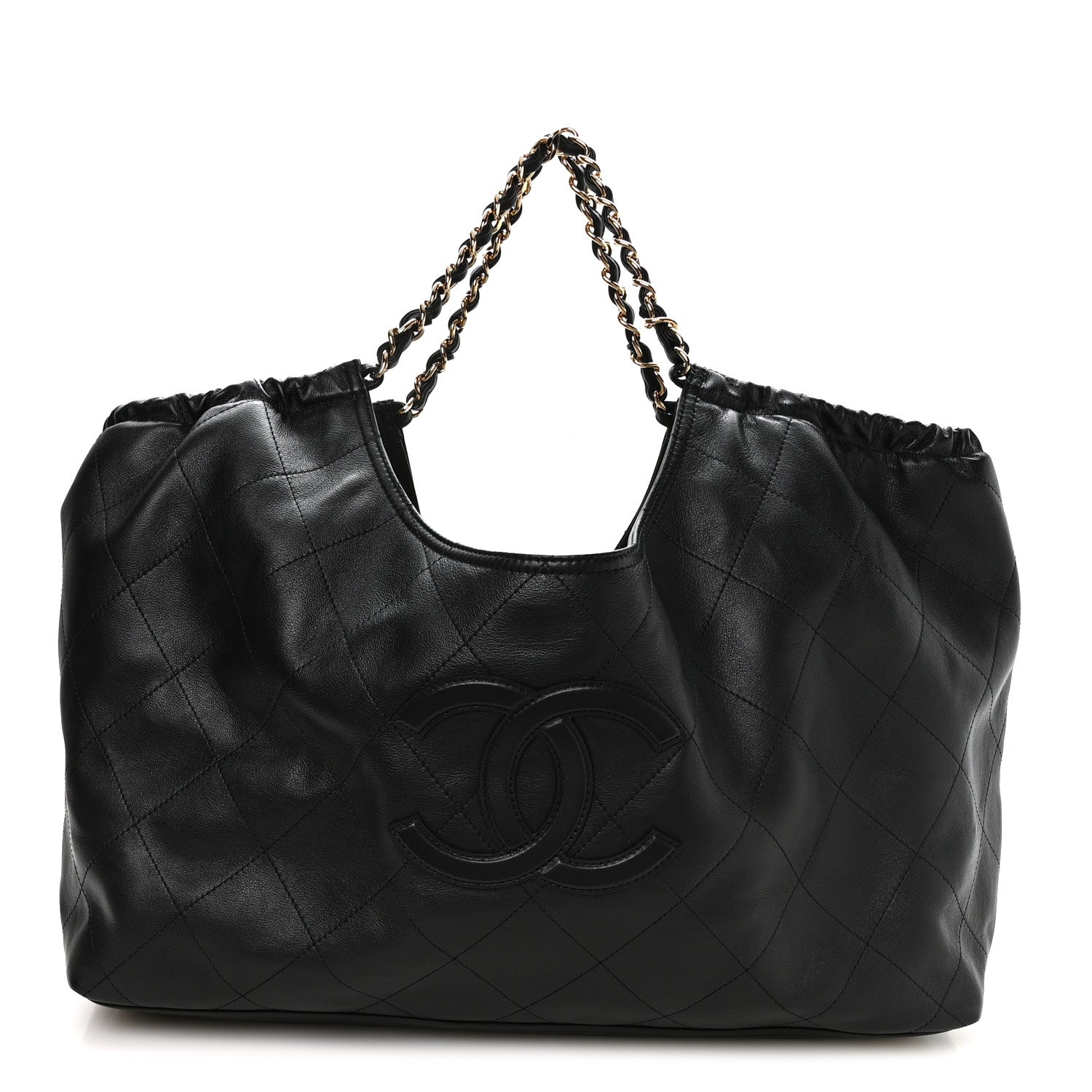 Lambskin Quilted Neo Cabas Shopping Tote Black