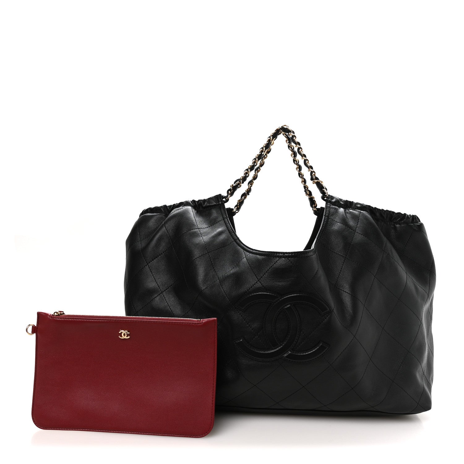 Lambskin Quilted Neo Cabas Shopping Tote Black — view 3