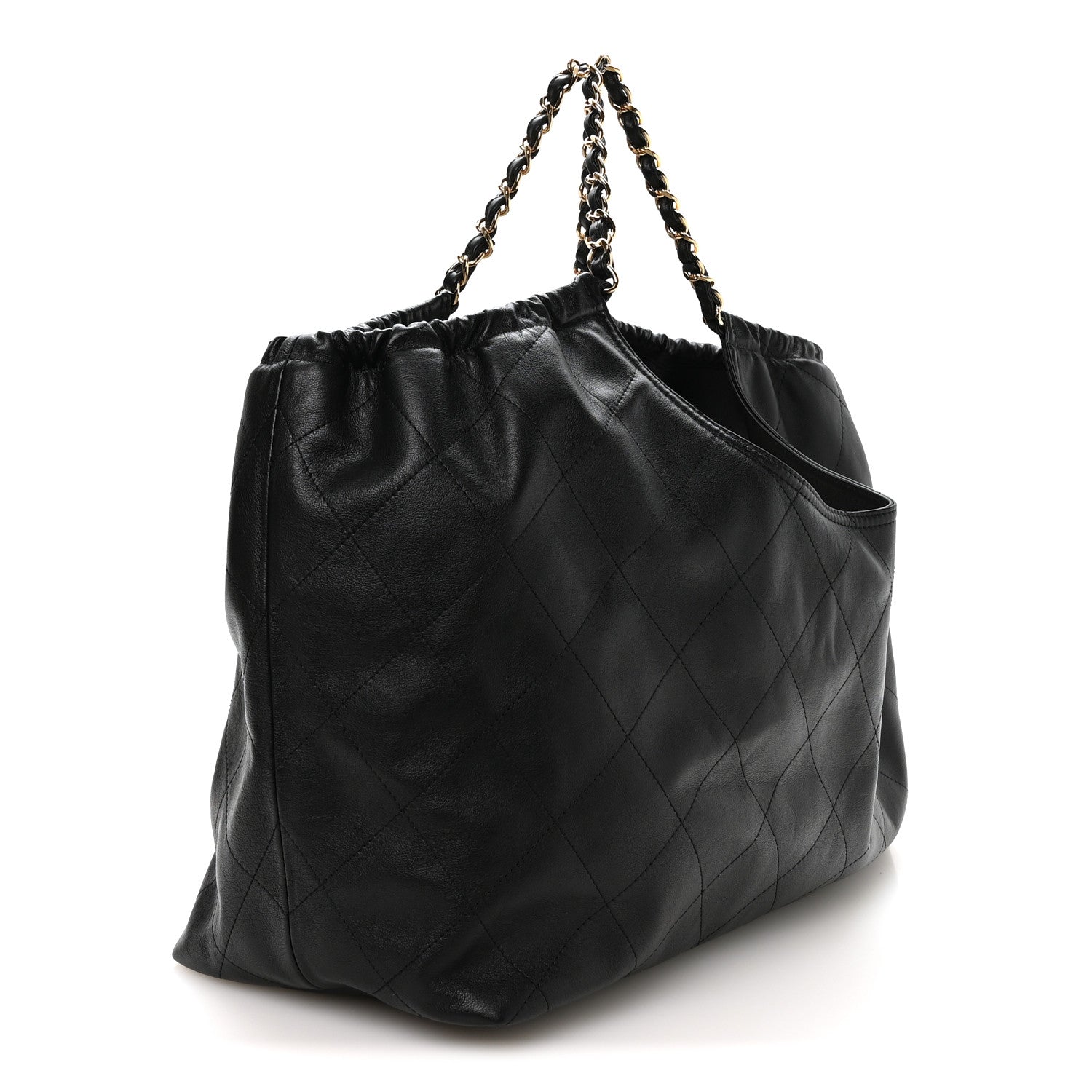 Lambskin Quilted Neo Cabas Shopping Tote Black — view 4