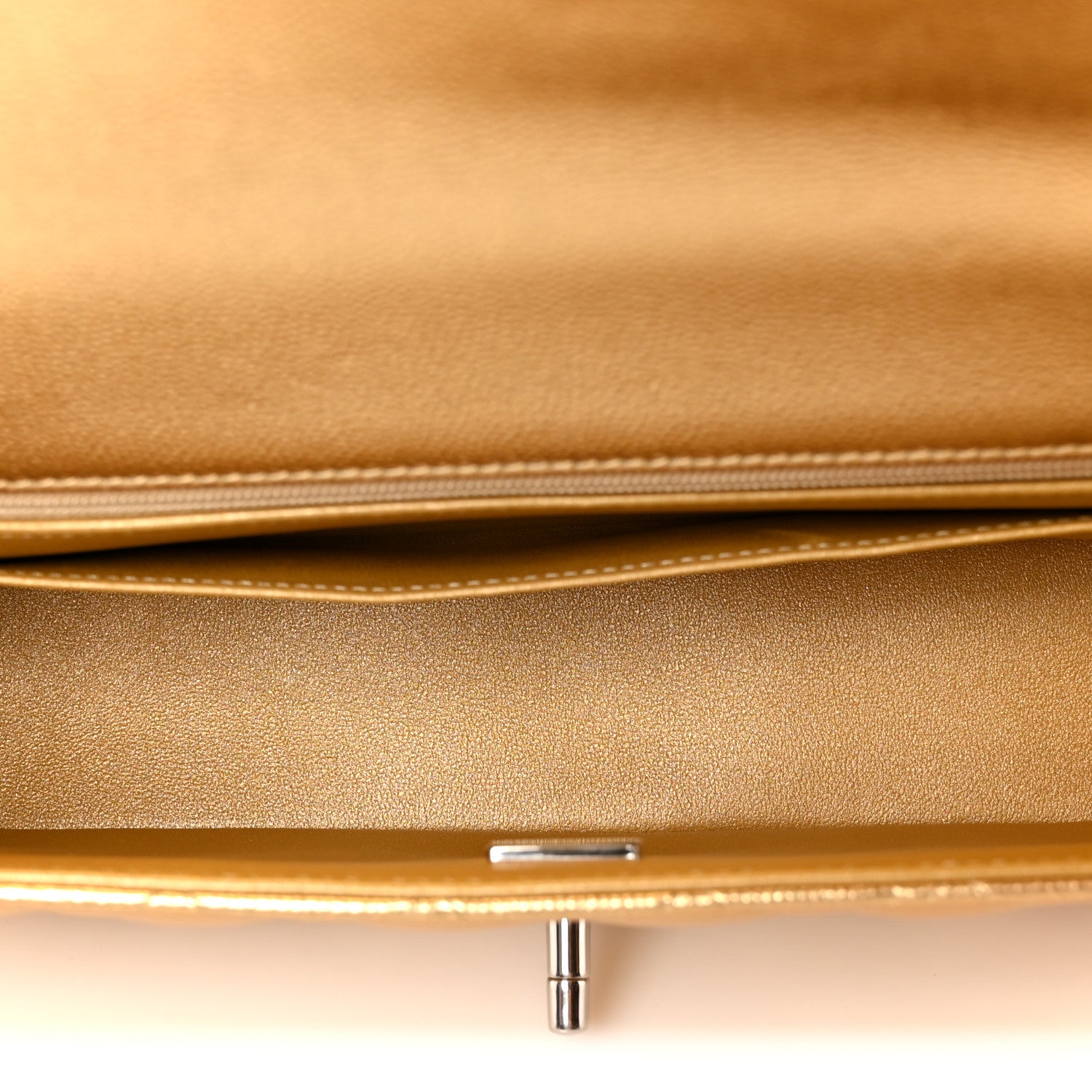 Metallic Caviar Quilted Top Handle East West Flap Gold — view 5