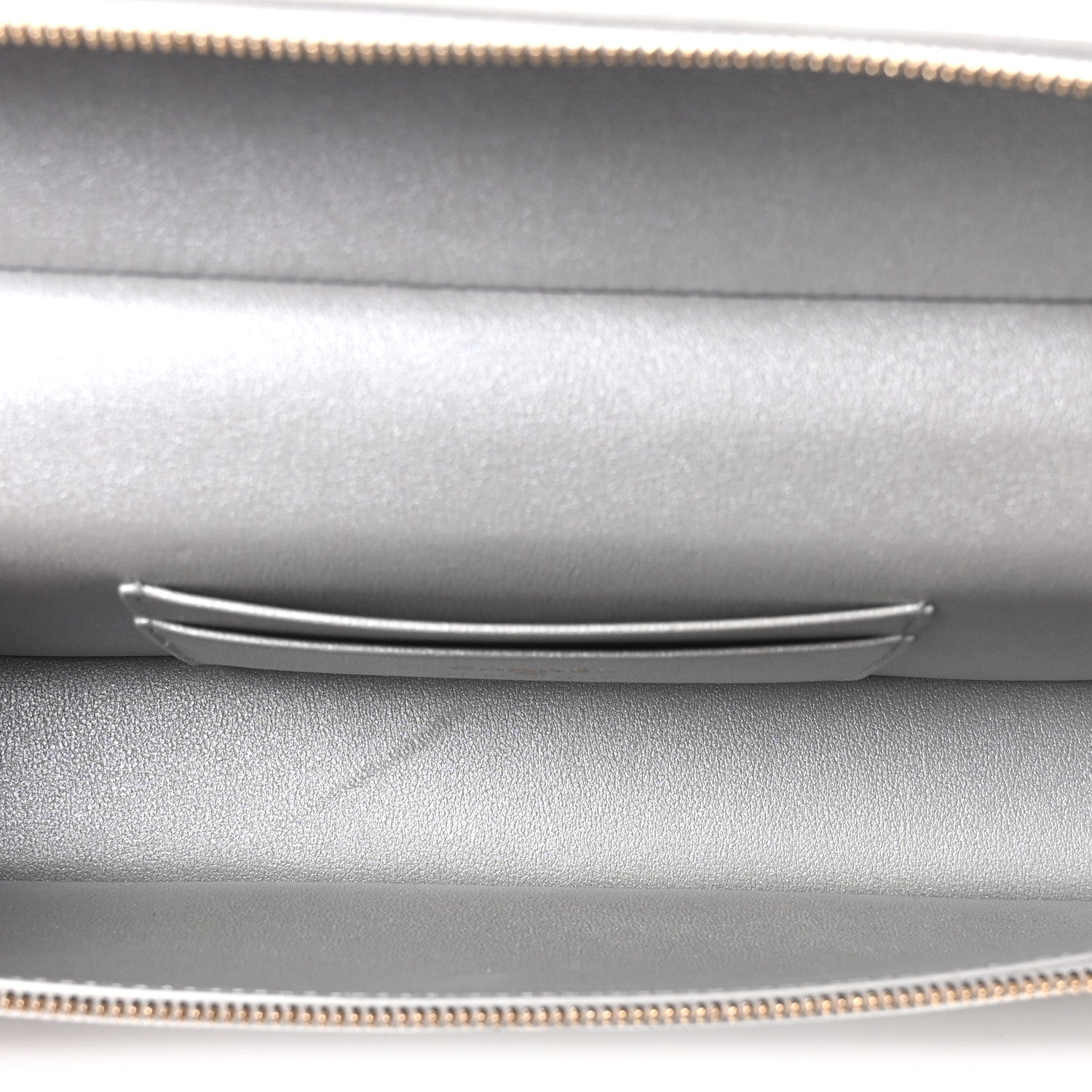 Lizard Embossed Top Handle Slim Vanity With Chain Silver — view 5