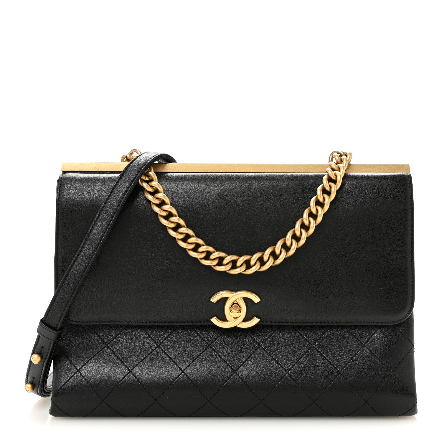 Lambskin Stitched Coco Luxe Medium Flap Black