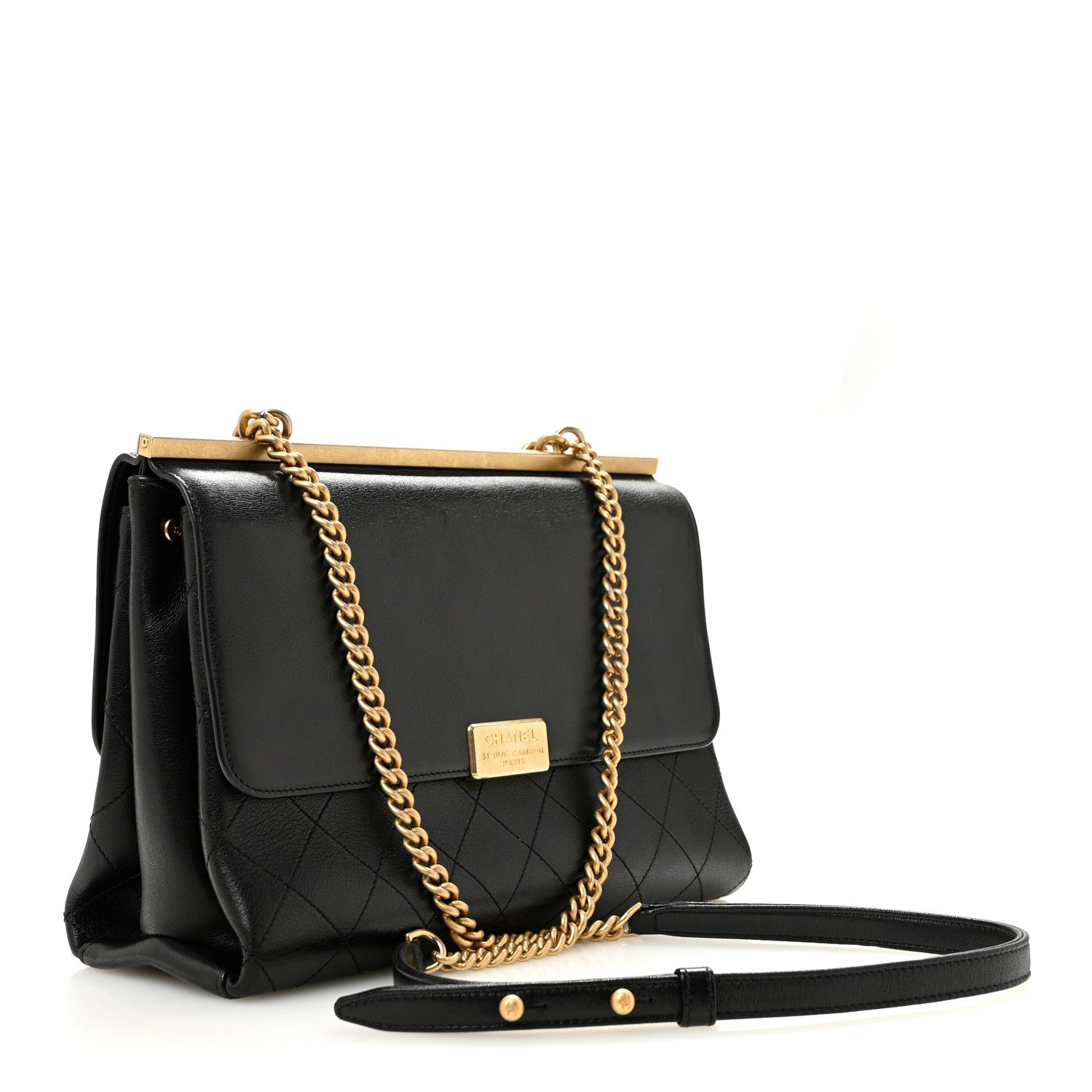 Lambskin Stitched Coco Luxe Medium Flap Black — view 3