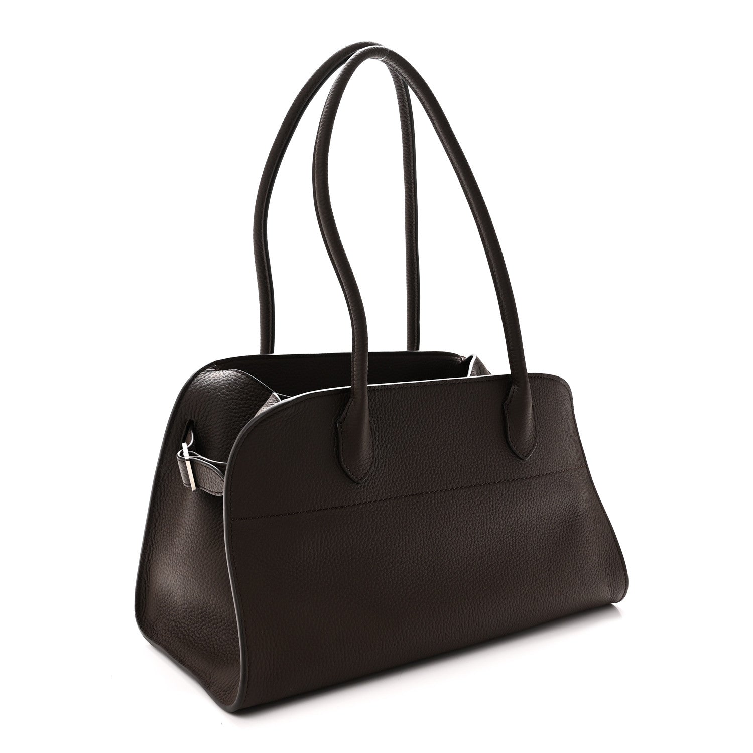 Matte Grained Calfskin Margaux Shoulder 12 Deep Brown — view 3