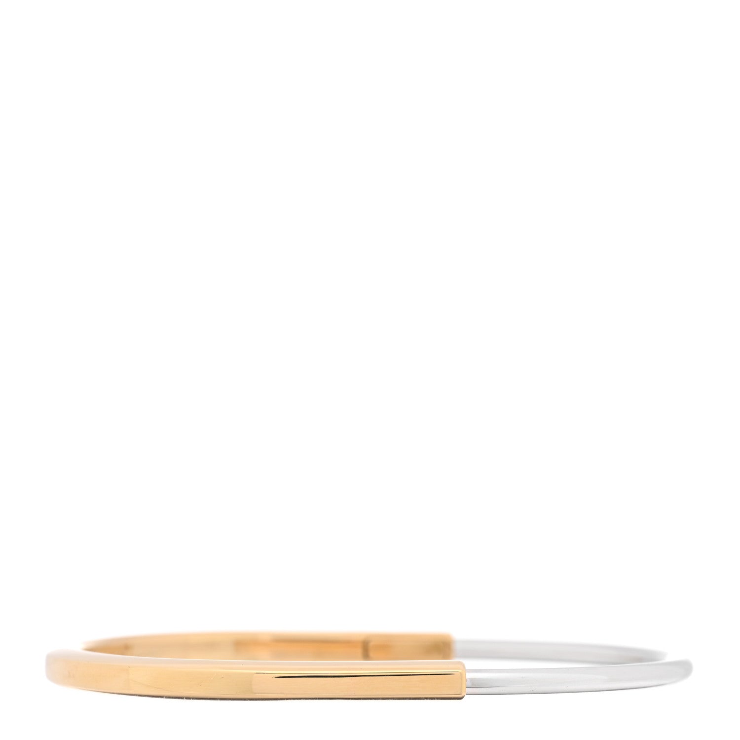 18K Yellow White Gold Lock Narrow Bangle Bracelet