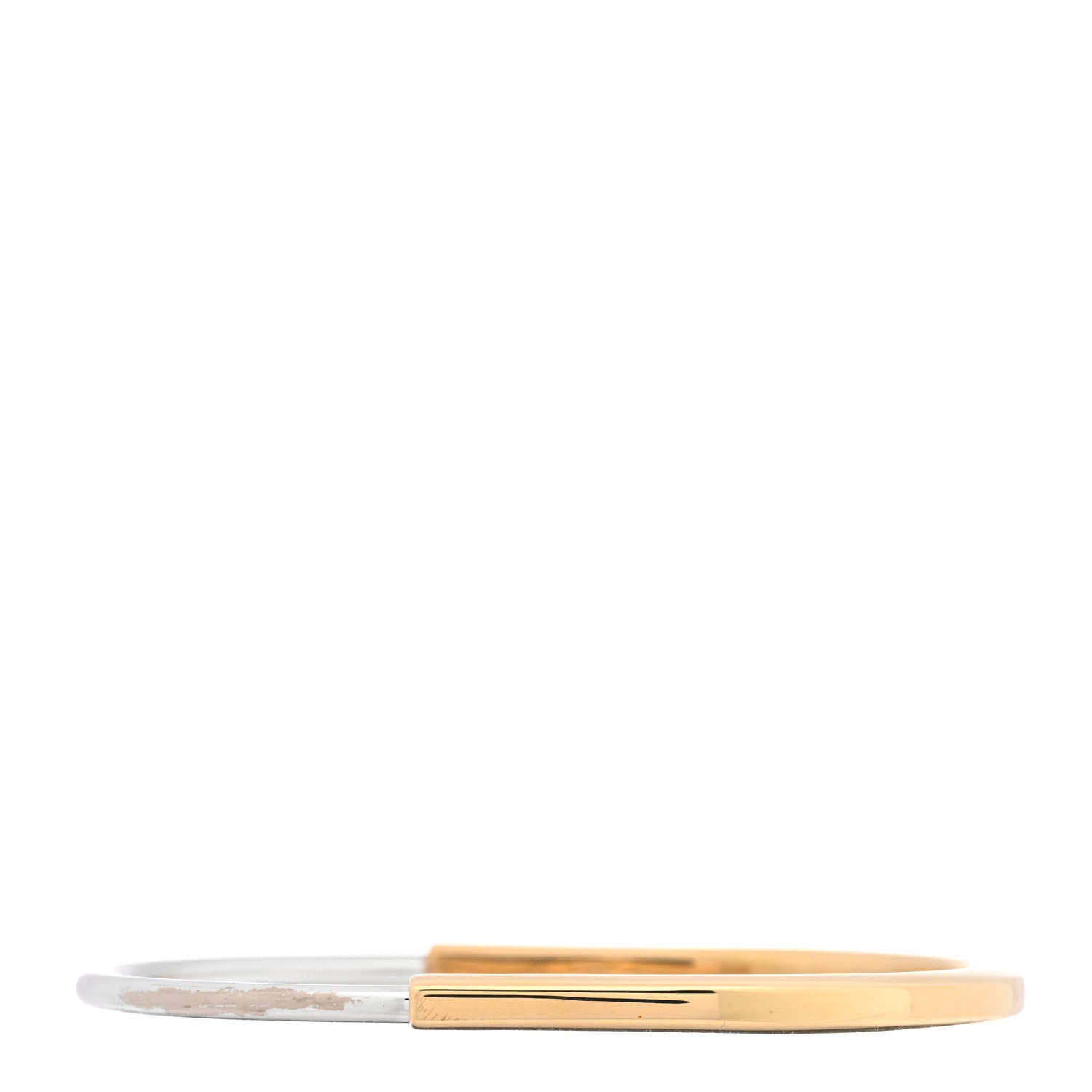 18K Yellow White Gold Lock Narrow Bangle Bracelet — view 2